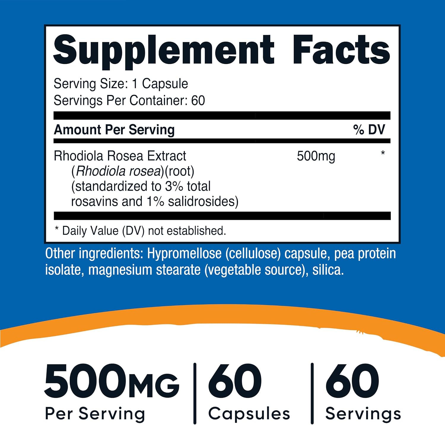 Nutricost Rhodiola Rosea 500mg, 60 Vegetarian Capsules, Gluten-Free | GMO-Free Rhodiola Rosea Supplement