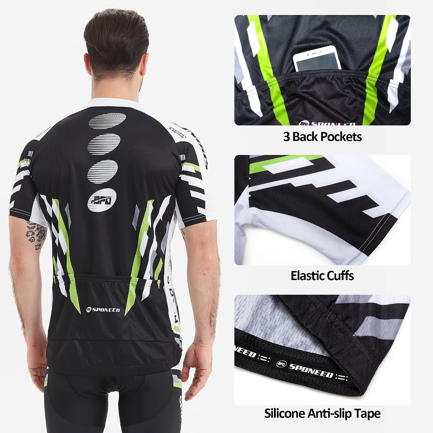 sponeed Cycling Jersey Short Sleeve Suits Men Bike Clothing Road Bicycle Shorts Padded Outfits