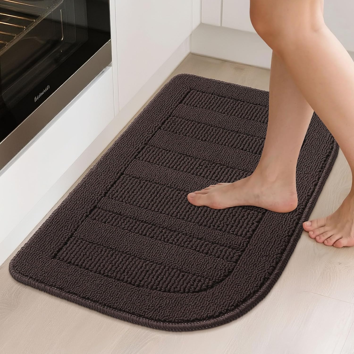 BEQHAUSE 30x18 Inch Kitchen Rugs Non Slip Washable Kitchen Sink Rug, Green
