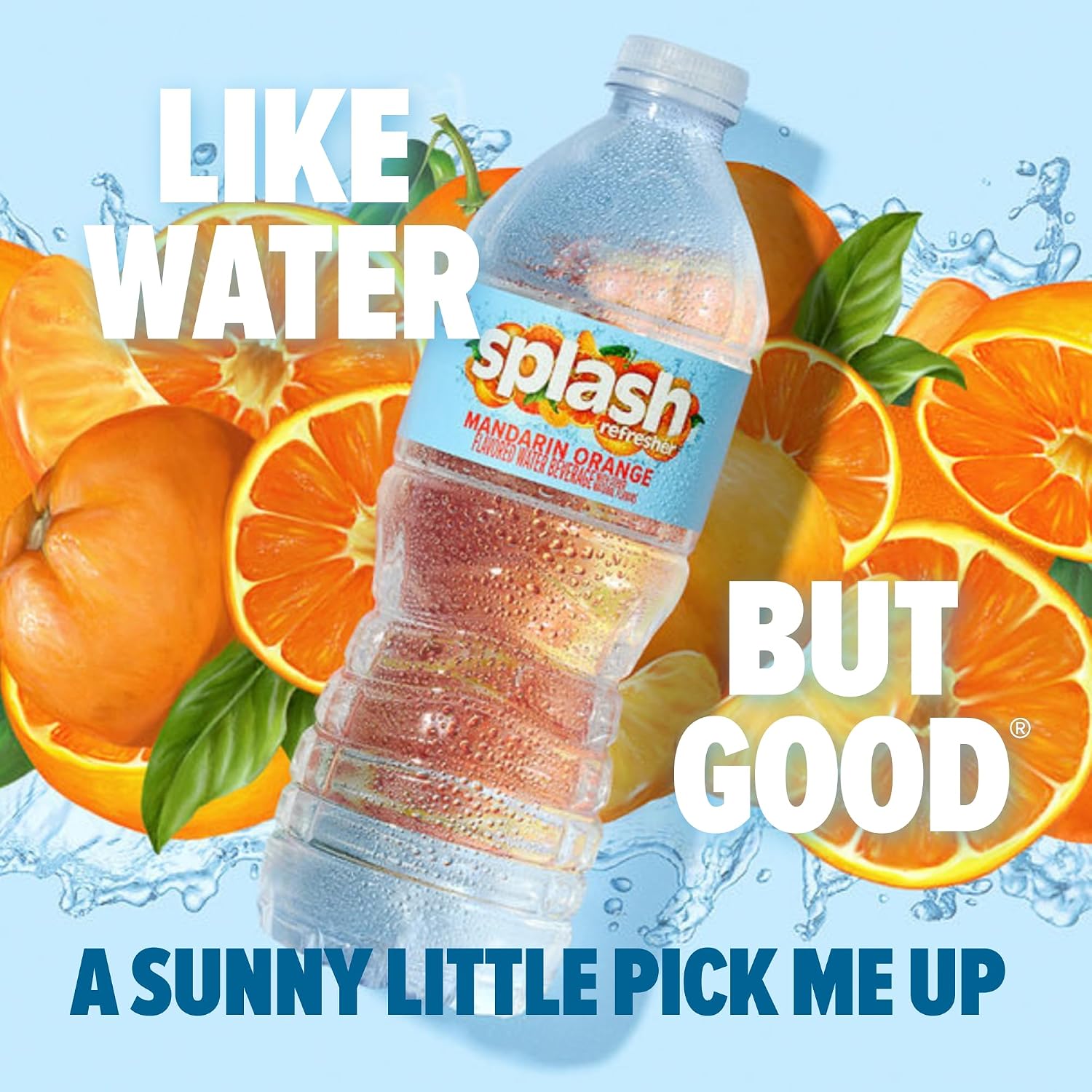 SPLASH REFRESHER Flavored Water Bottles, Mandarin Orange - 6 Pack | Refreshing Flavored Bottled Water with Electrolytes - Zero Sugar & Zero Calories - 16.9 Fl Oz