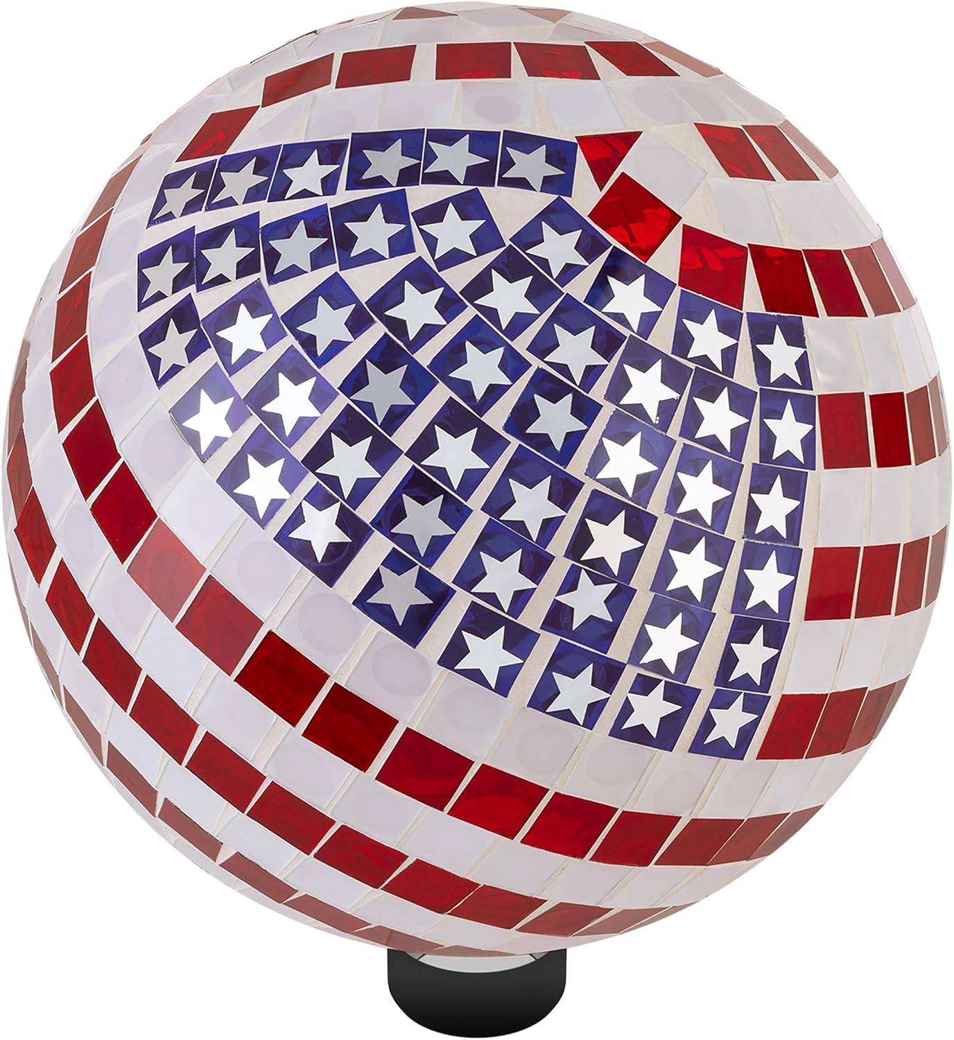 Alpine Corporation 10" Diameter Indoor/Outdoor Glass Mosaic Gazing Globe Yard Decoration, Patriotic Design