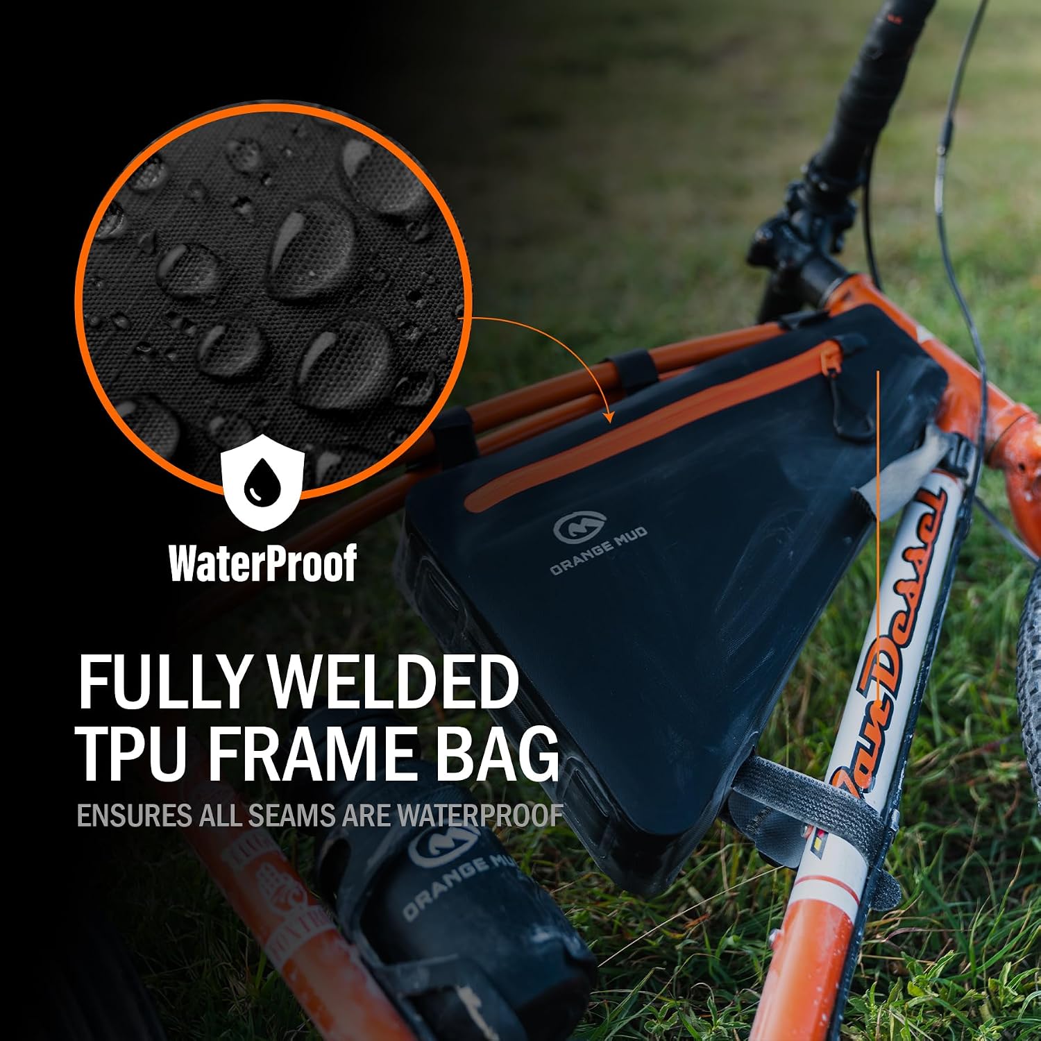 Orange Mud Waterproof Bike Frame Bag TPU Triangle Storage Bag