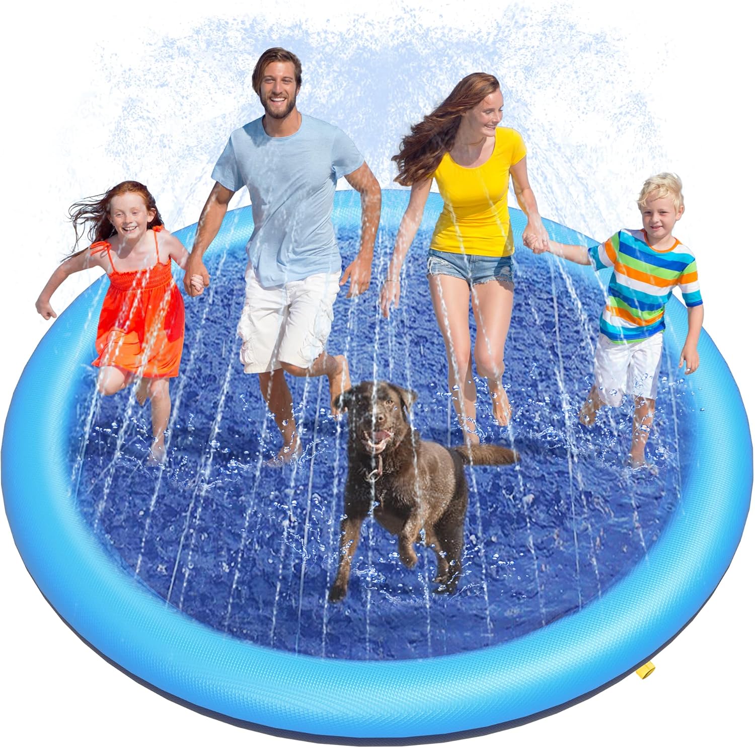 Peteast Dog Pool, Anti-Slip Splash Pad for Dogs, 67 in, Blue