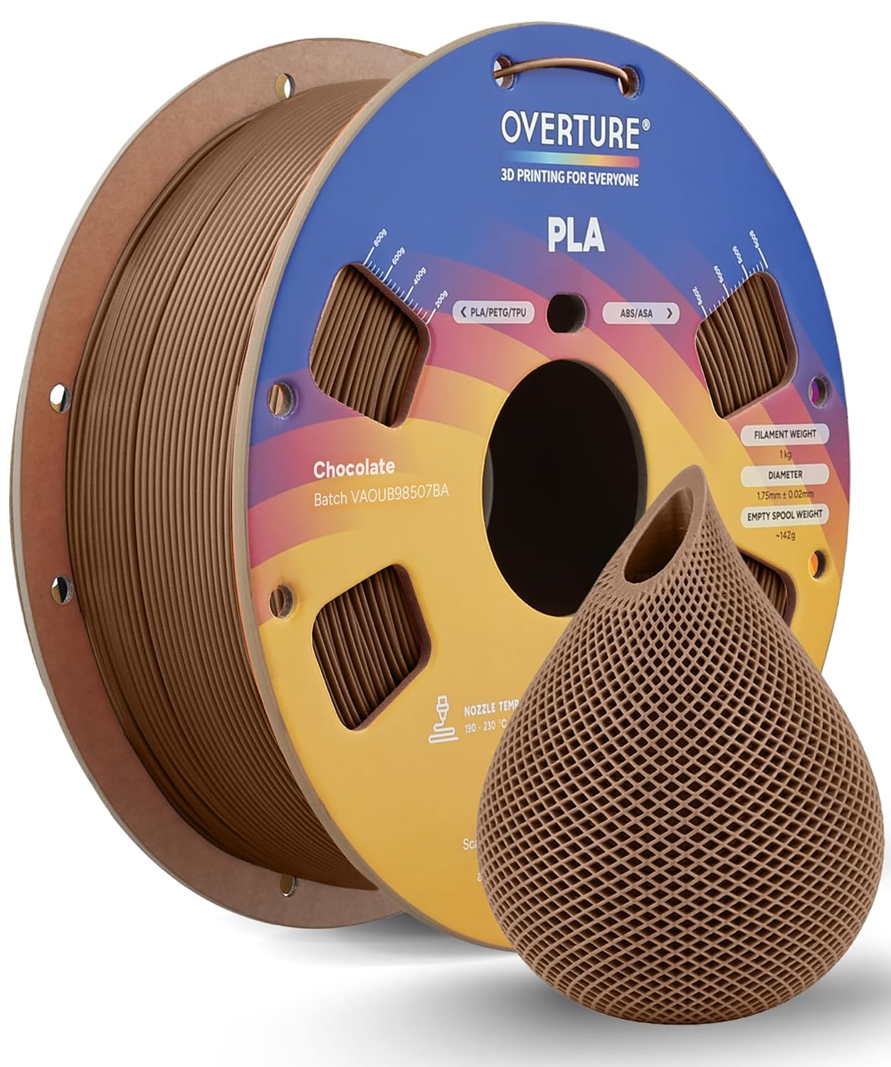 OVERTURE High Speed PLA Filament 1.75mm 3D Printer Filament,1kg White