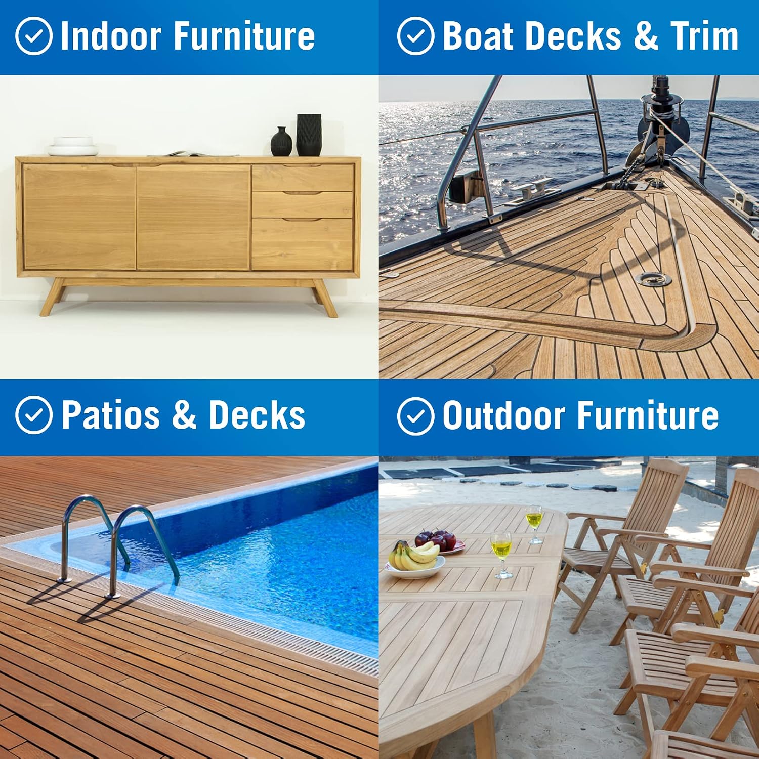 Teak Cleaner and Brightener for Wood, Teak Oil or Sealer for Boats, Indoor