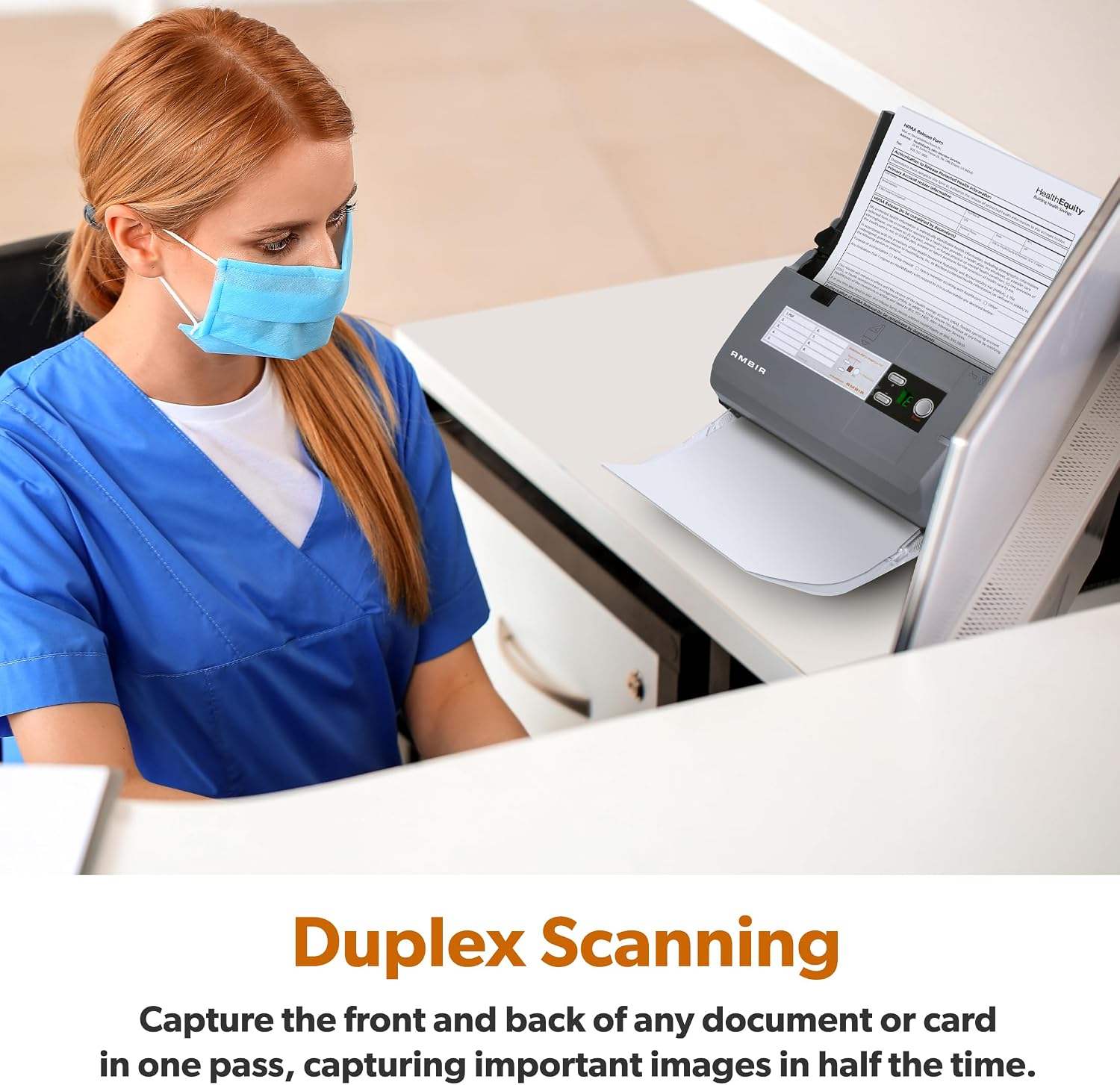 Ambir ImageScan Pro 830ix-AS 30ppm High-Speed ADF Scanner for PC and Mac