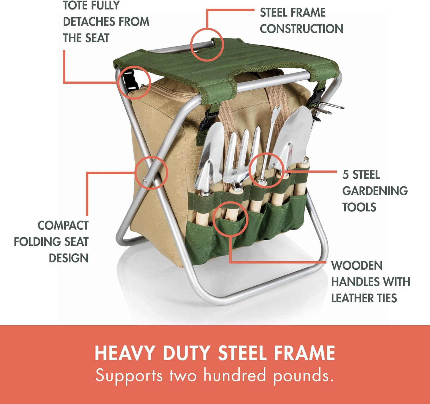 PICNIC TIME Garden Kneeler and Seat, Folding Gardening Bench
