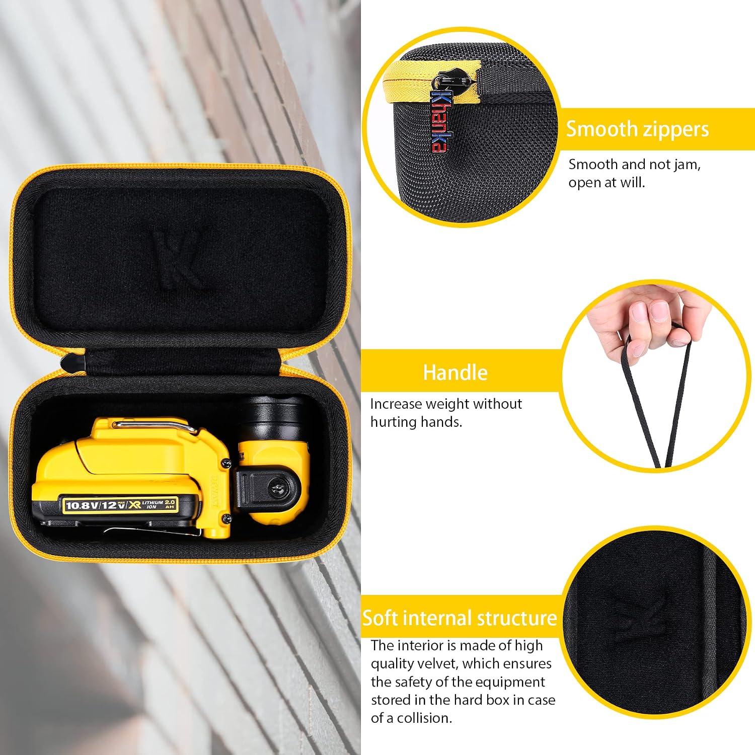khanka Hard Storage Case for Dewalt DCF682N1/DCF680N2 Screwdriver | EVA Hard Shell, Accessory Storage Pocket, Workshop Tool Storage