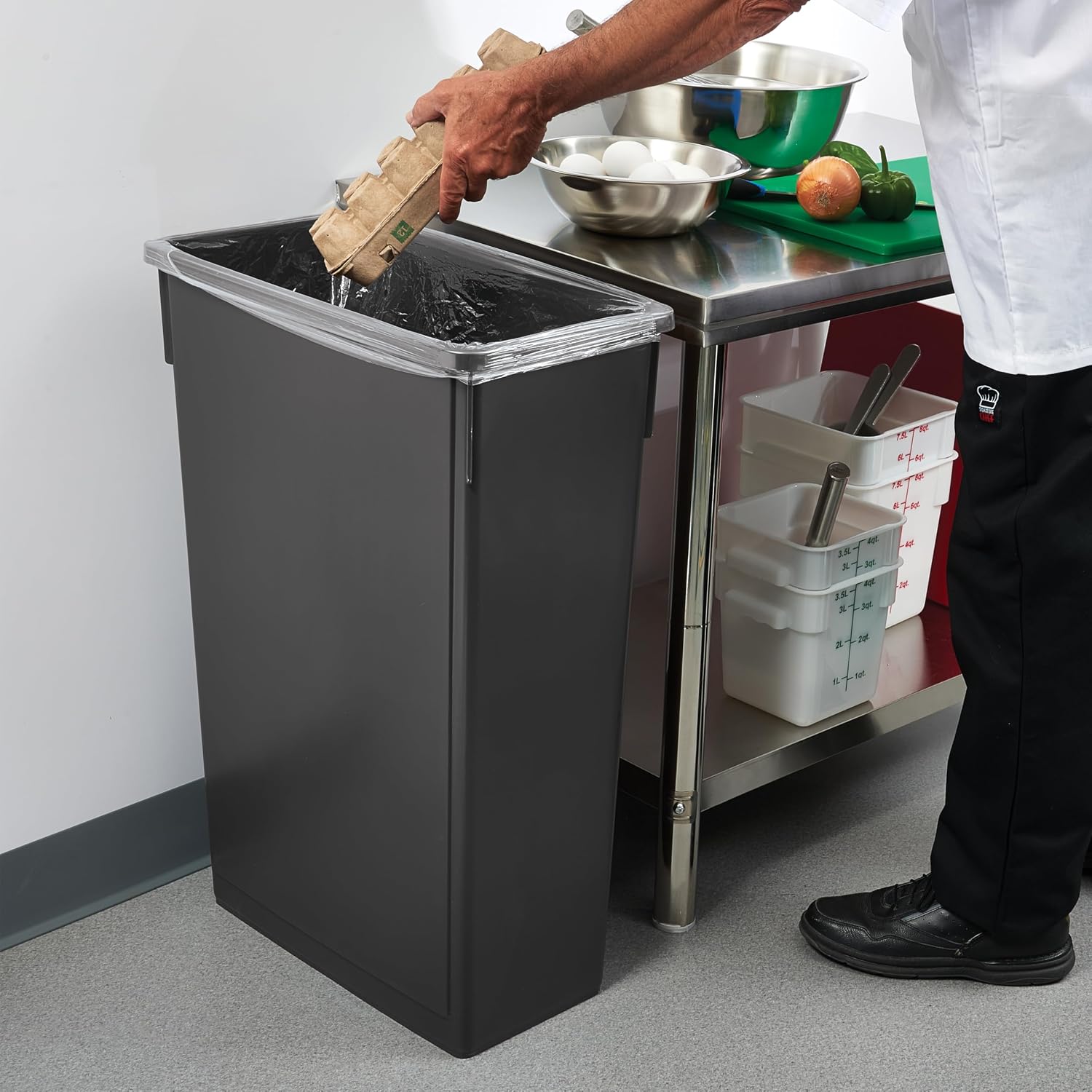 Winco Slender Trash Can, 23-Gallon, Brown | Great for Kitchens, Dining Areas and Back-of-house Cleanup