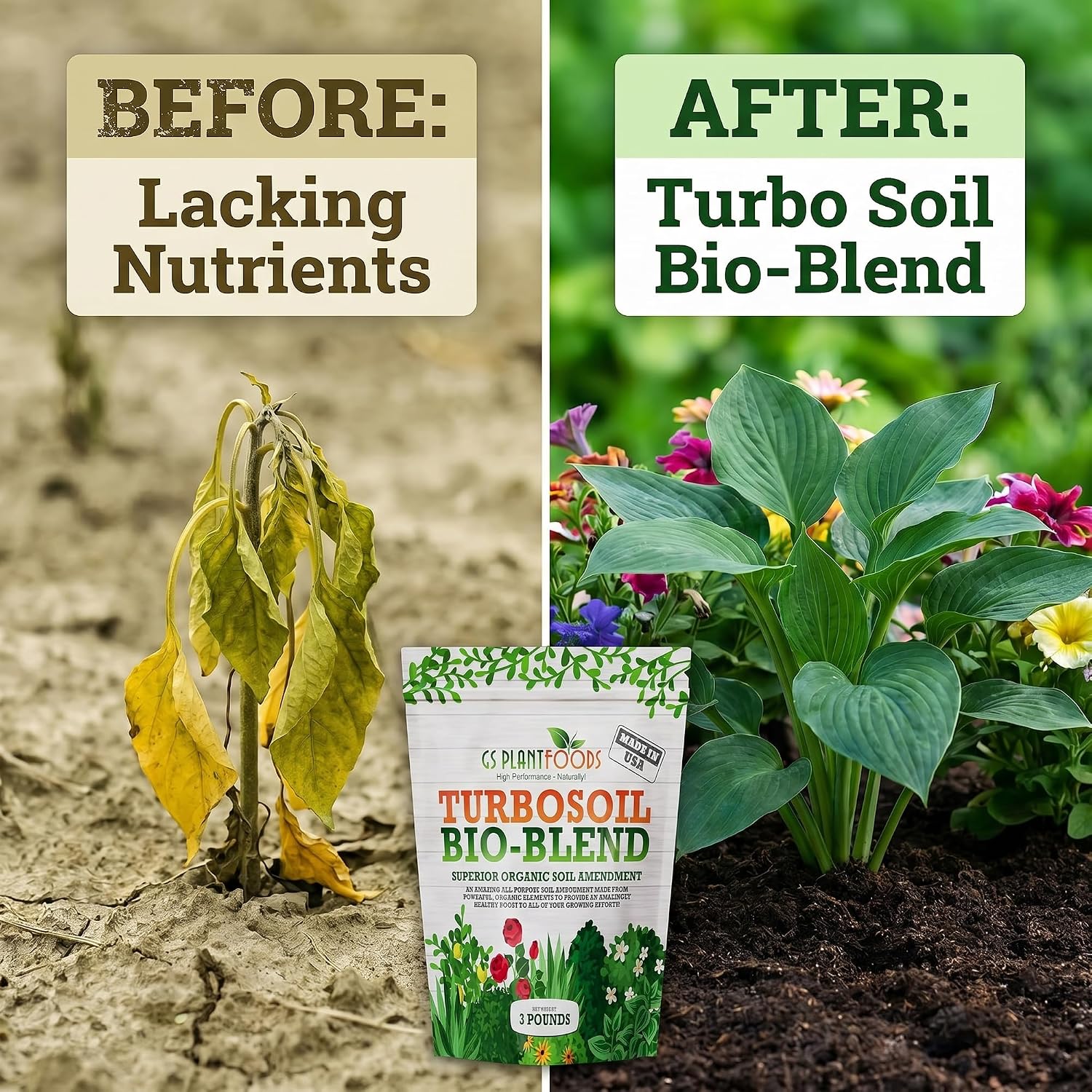 GS Plant Foods Turbo Bio-Blend Organic Soil Amendment Premium Brown 3 lbs