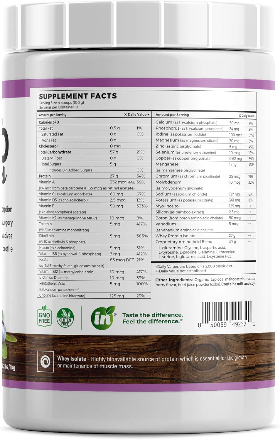 Isolate Protein - Diet Supplement for Improved Gut Health, Extra Nutritional Support, Non-GMO, Gluten-Free, Lactose-Free, Casein-Free (2.2 Lbs, Simply Vanilla)