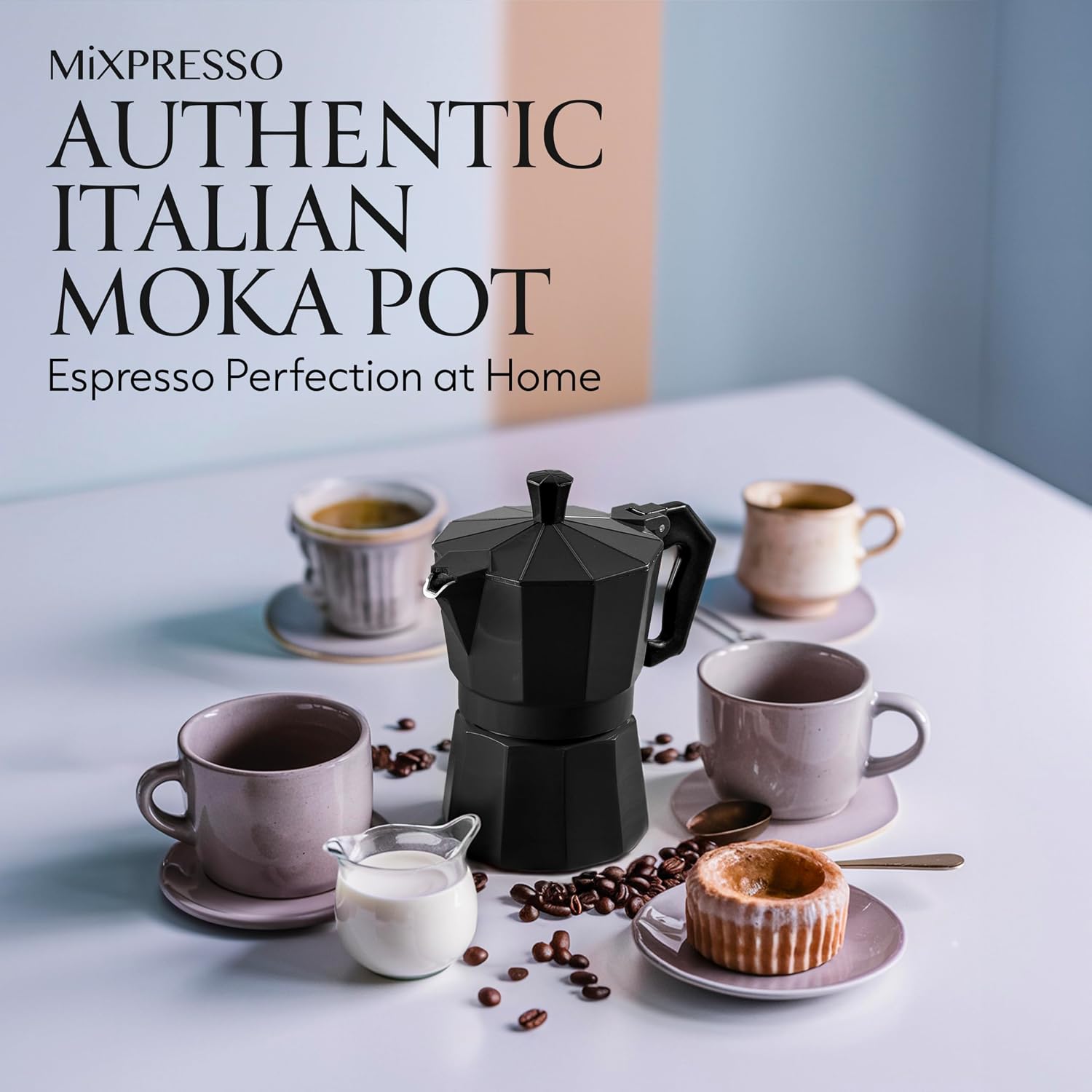 Mixpresso 3 Cup Moka Pot Stovetop Espresso Maker, Italian Cuban Coffee Pot