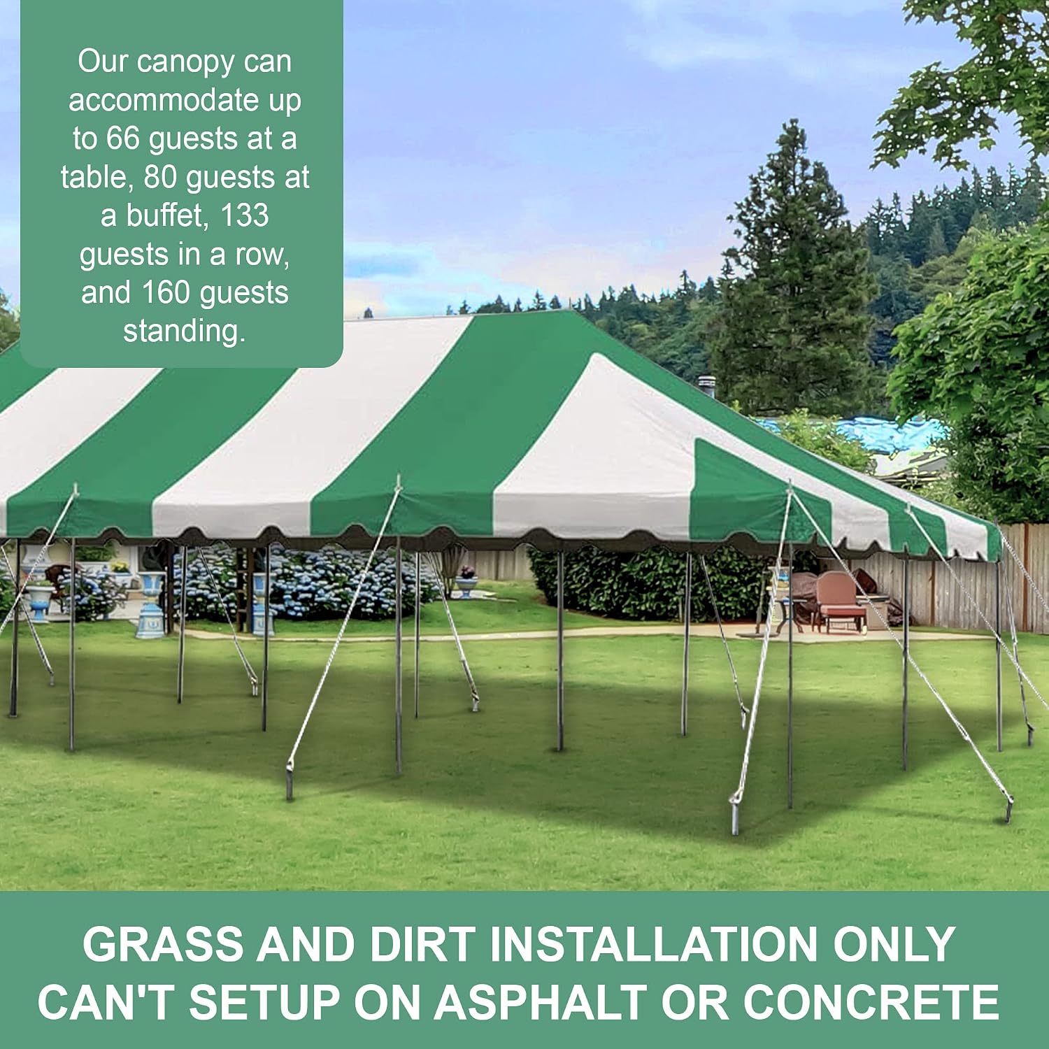 20’ x 20’ Weekender Canopy Pole Tent, Indoor and Outdoor Heavy Duty Easy Up, 80 Person Capacity Tent for Parties, Weddings, and Events, Commercial and Residential Use, PVC White Top | Easy Up Weekender Canopy Tent With 80 Person Capacity - Outdoor Canopi…