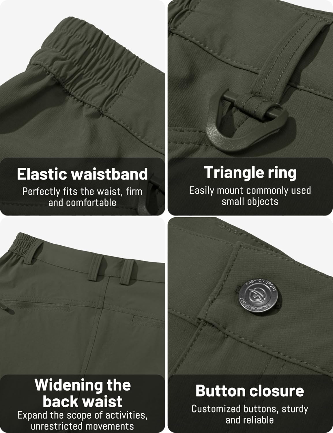 TACVASEN Men's Lightweight Hiking Tactical Pants Waterproof Quick Dry Cargo Work Rain Outdoor Pants 8 Pockets