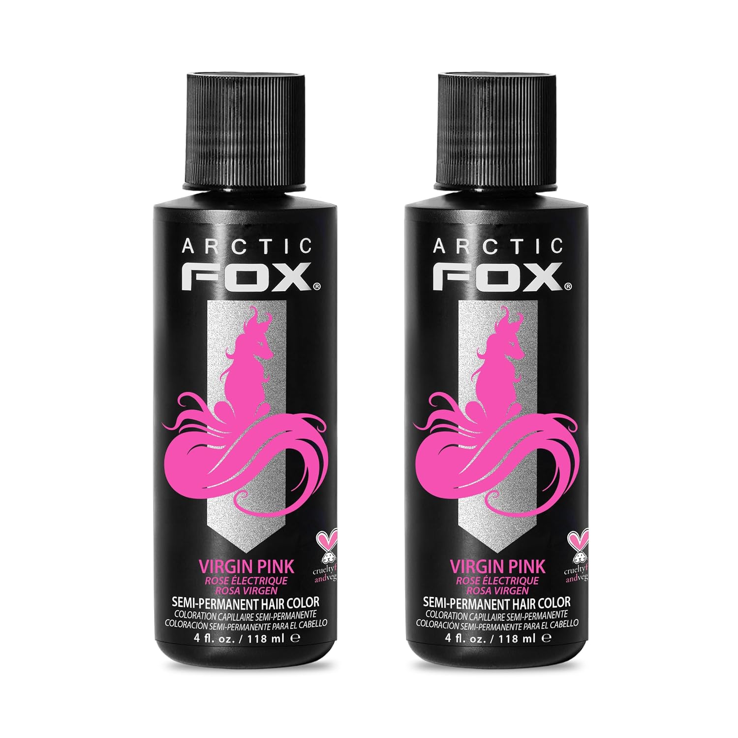 ARCTIC FOX Virgin Pink Semi-Permanent Hair Color - Vegan - 4 fl oz | Vivid and Vibrant, Cruelty Free, Ammonia Free, Peroxide Free, , Cream Formula