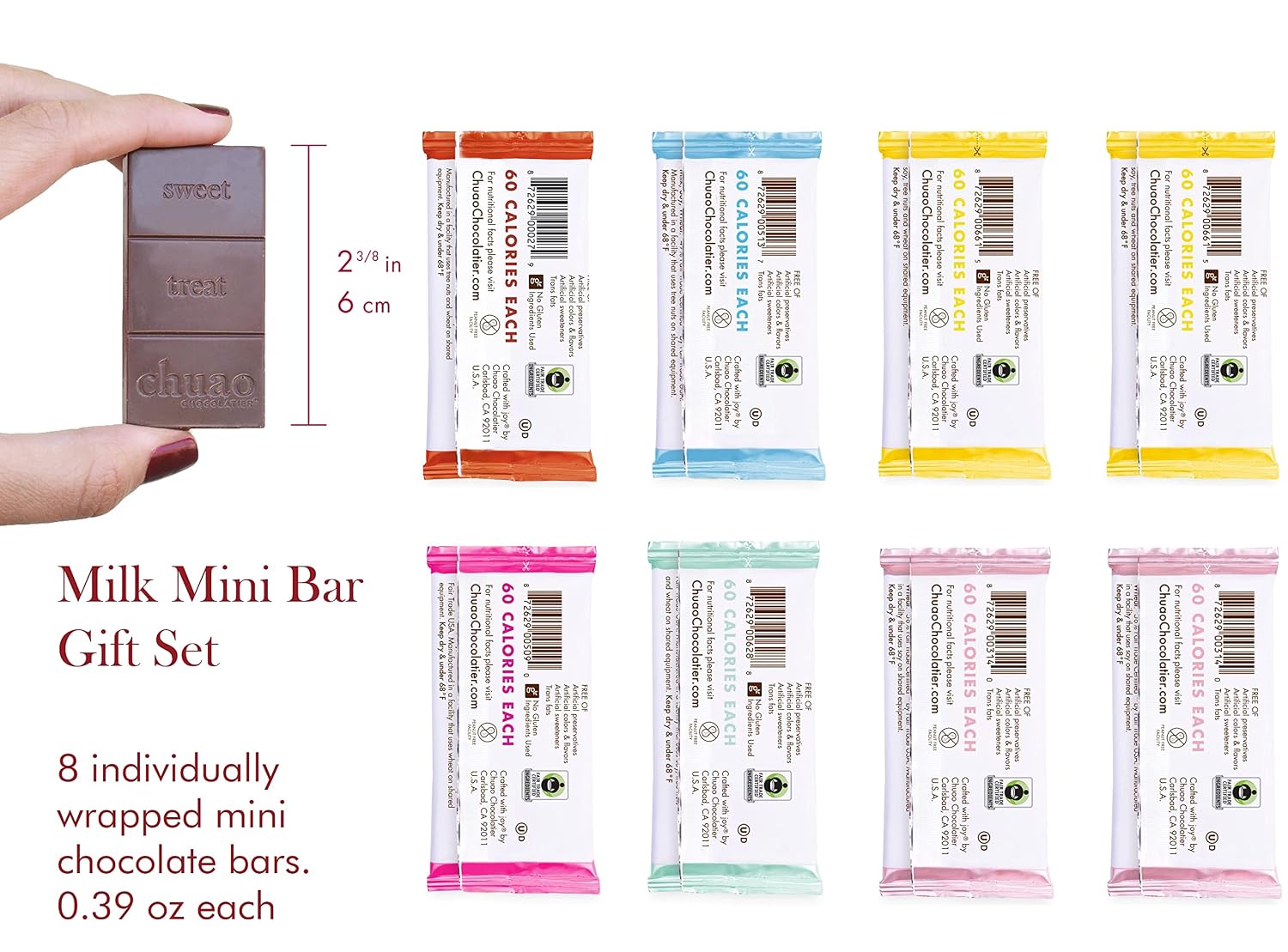 Chuao Chocolatier Taste the Joy Mini Gourmet Chocolate Bar Gift Box | Milk and Dark Chocolate Variety Sampler |16 Mini Bars (0.39 oz each)