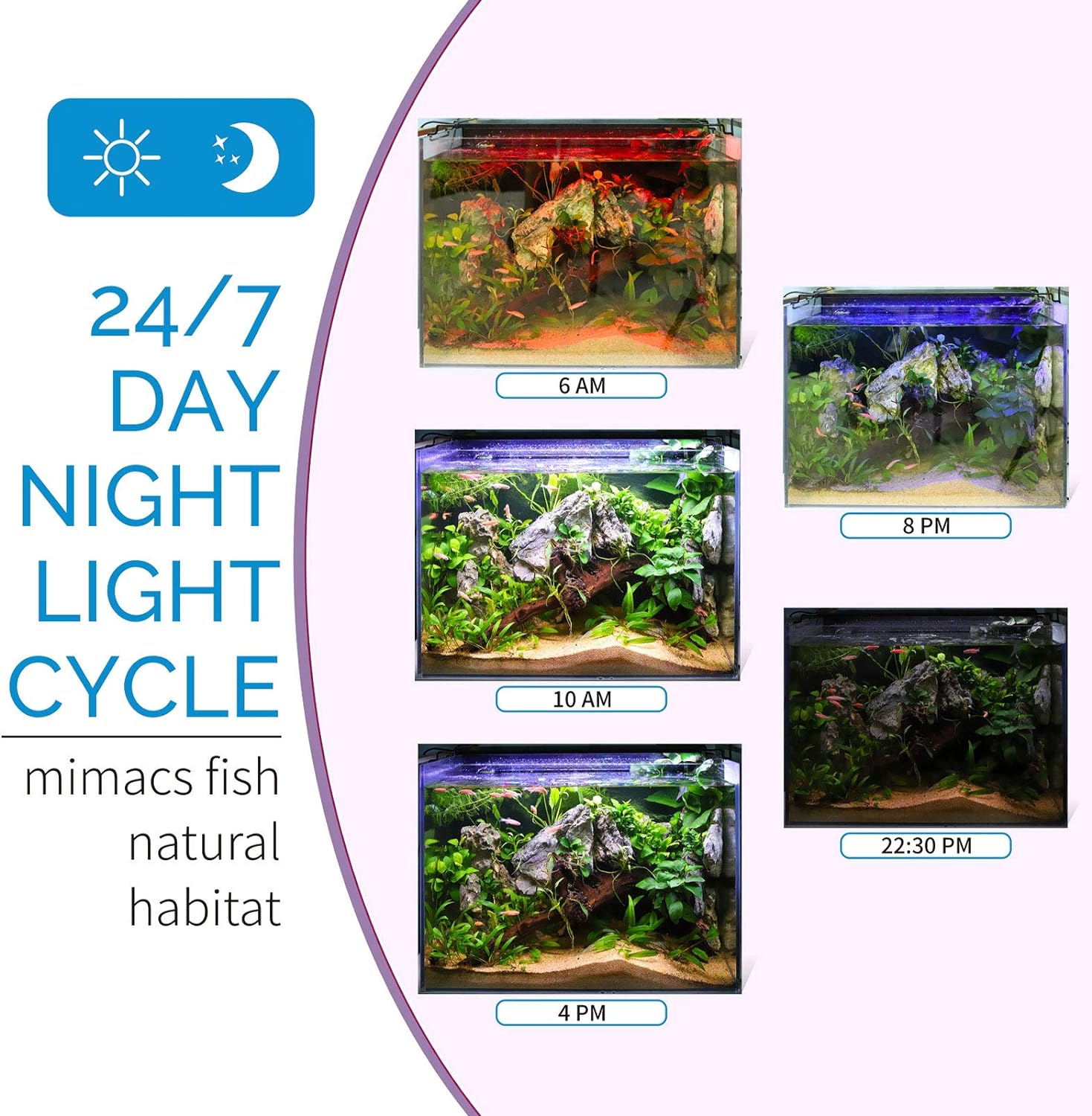 hygger Advanced LED Aquarium Light with Timer, 24/7 Lighting Cycle & DIY Mode, Full Spectrum Fish Tank Light for 18-24 in Freshwater Planted Tank