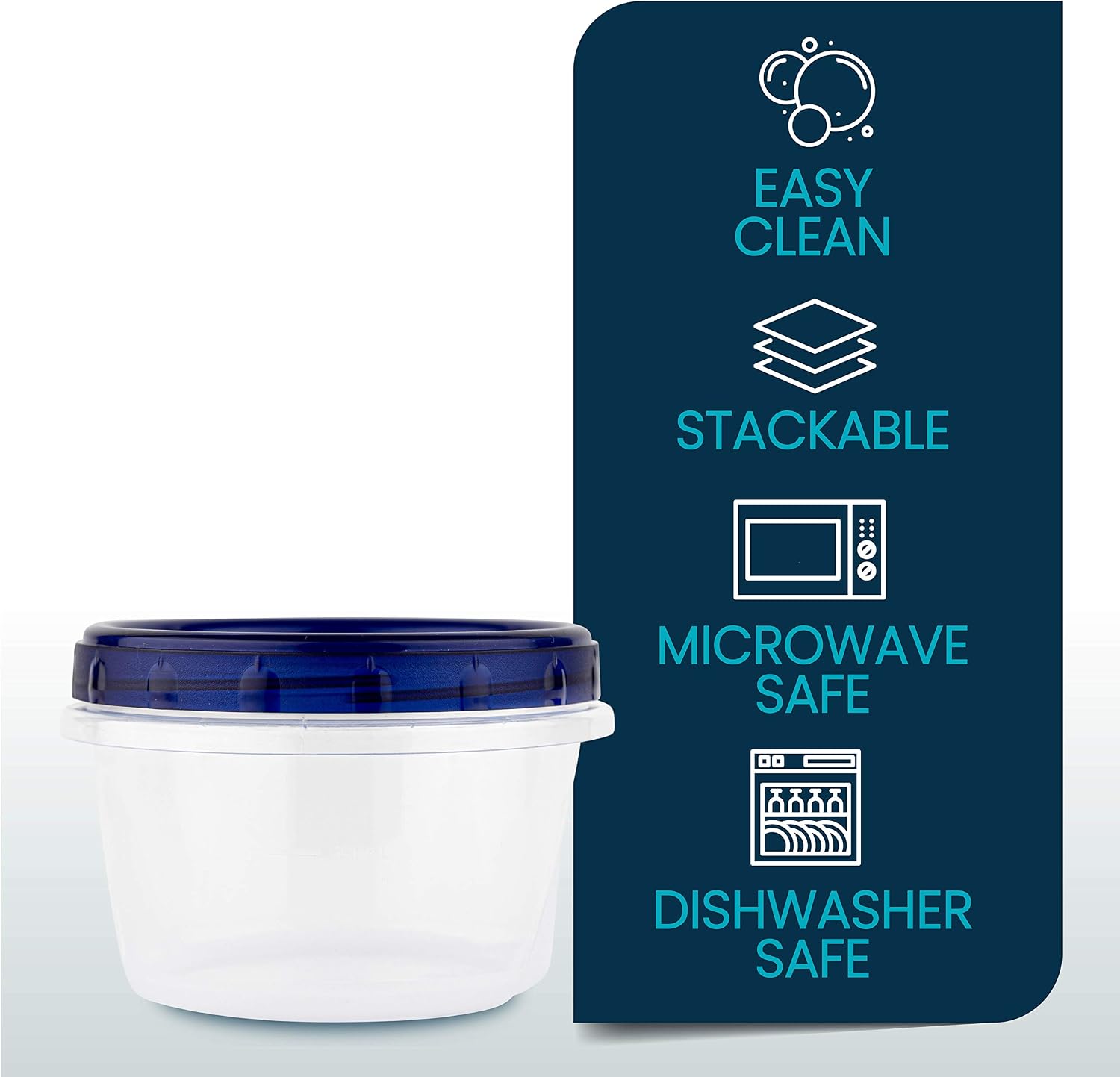 PLASTICPRO Twist Top Deli Containers Clear bottom With blue [32 oz 3 Pack]