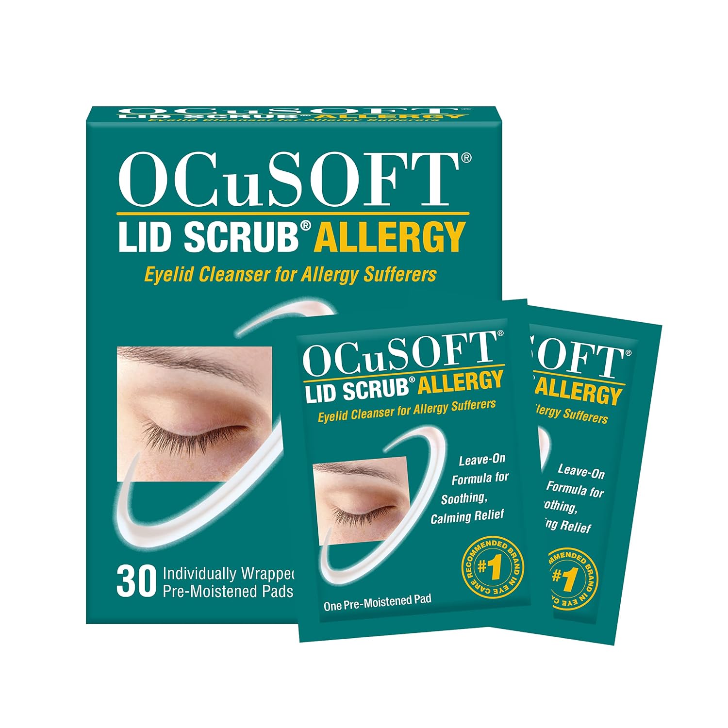 OCuSOFT Lid Scrub Allergy Eyelid Cleanser, Pre-Moistened Pads, 30 Count | Designed for eyelids exposed to environmental irritants like pollen, dust