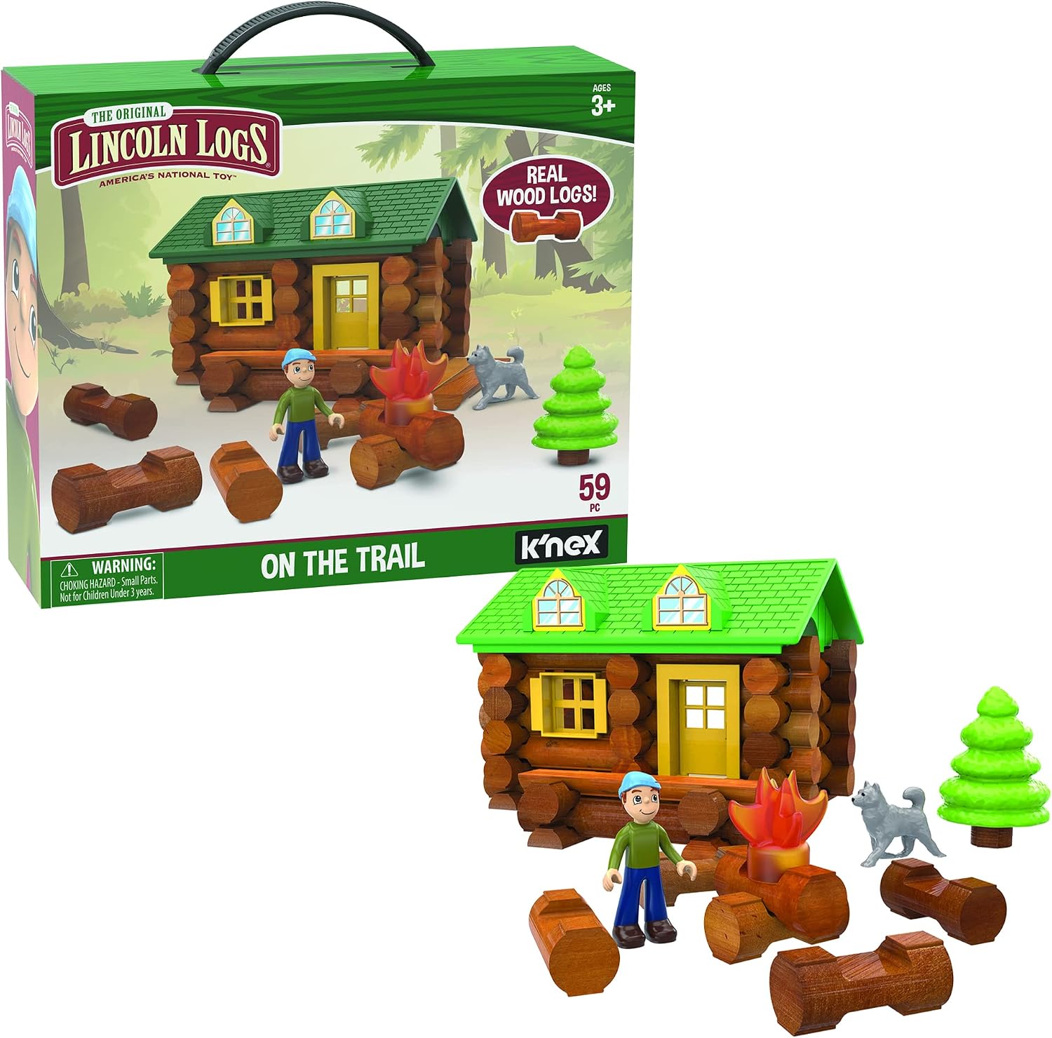 Lincoln Logs-On The Trail Building Set-59 Pieces-Real Wood Logs - Ages 3+