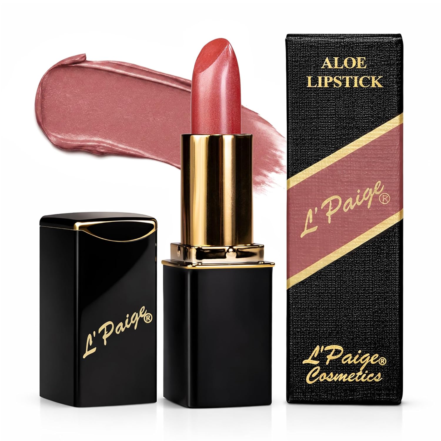 L’Paige Rosy Pearl Lipstick | Sheer Neutral Rose Lip Color | Aloe Vera Moisturizing Formula | Long-Lasting Hydrating Finish | Soft Silvery Pink Shade L56