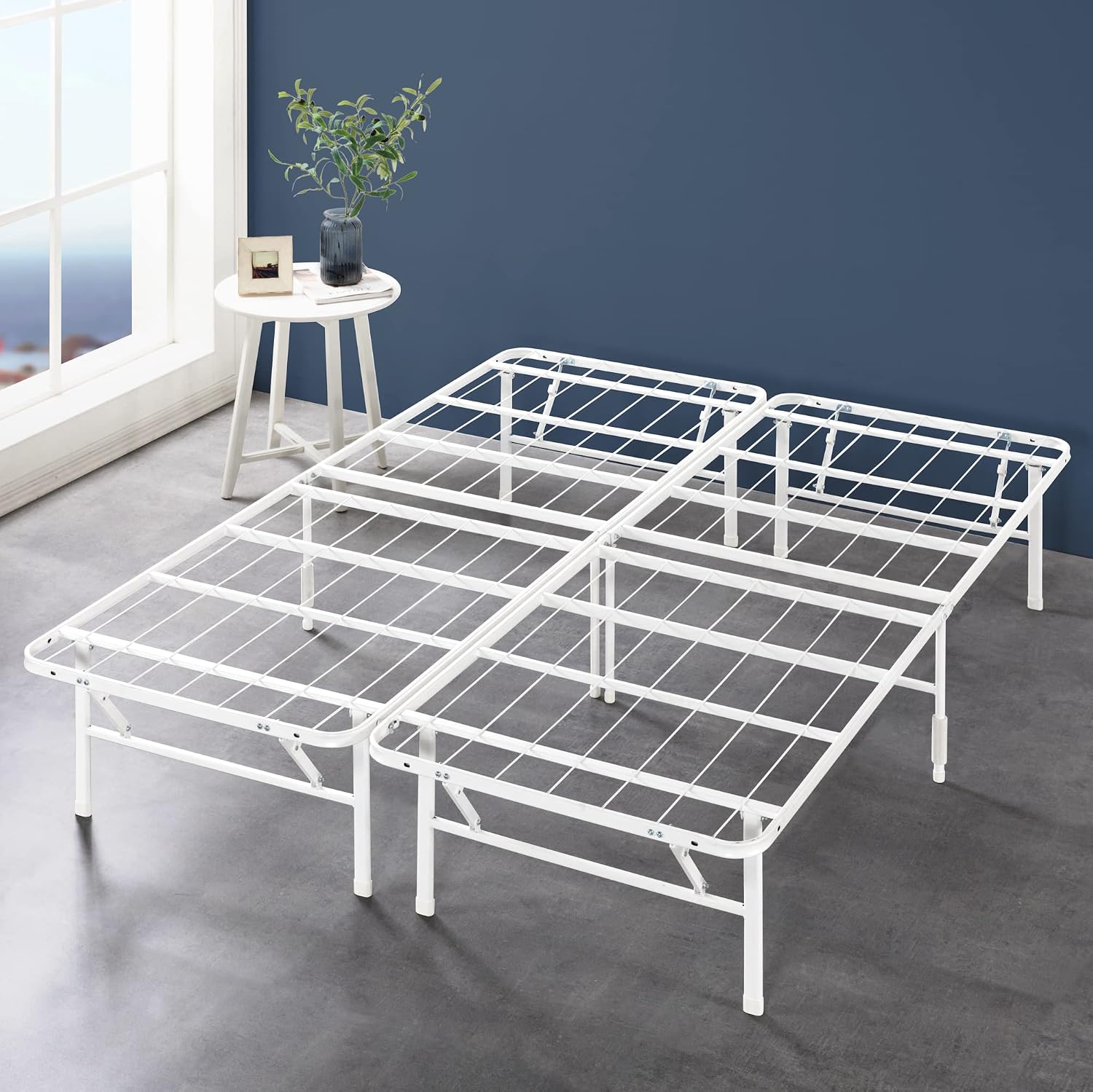 Zinus SmartBase Tool-Free Assembly Mattress Foundation, 14 Inch Metal Platform Bed Frame, No Box Spring Needed, Sturdy Steel Frame, Underbed Storage, Black, Queen
