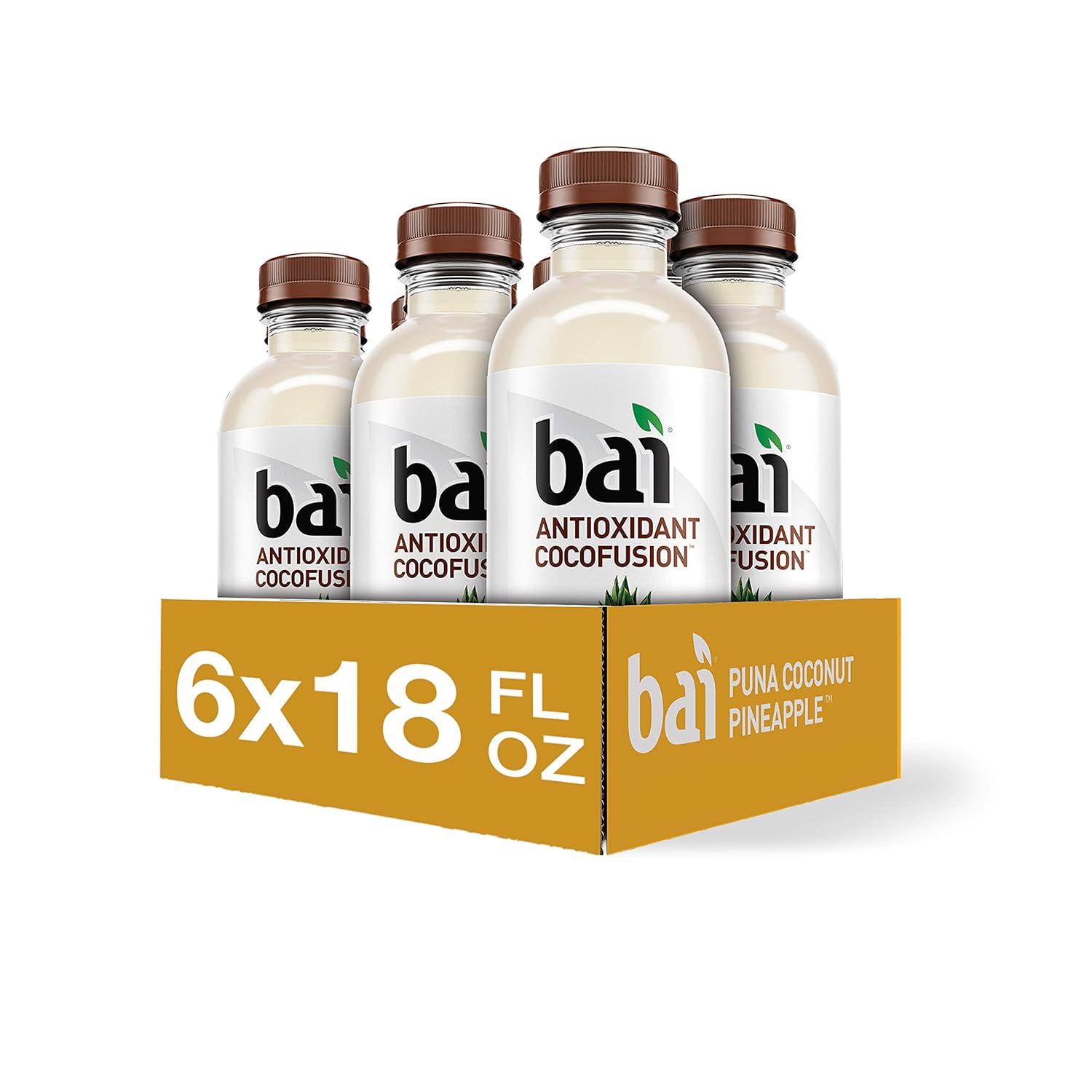 Bai Coconut Flavored Water Puna Coconut Pineapple, Antioxidant Infused, Coconut Pineapple Flavored Water Drink, 18 Fluid Ounce Bottles, 6 Count