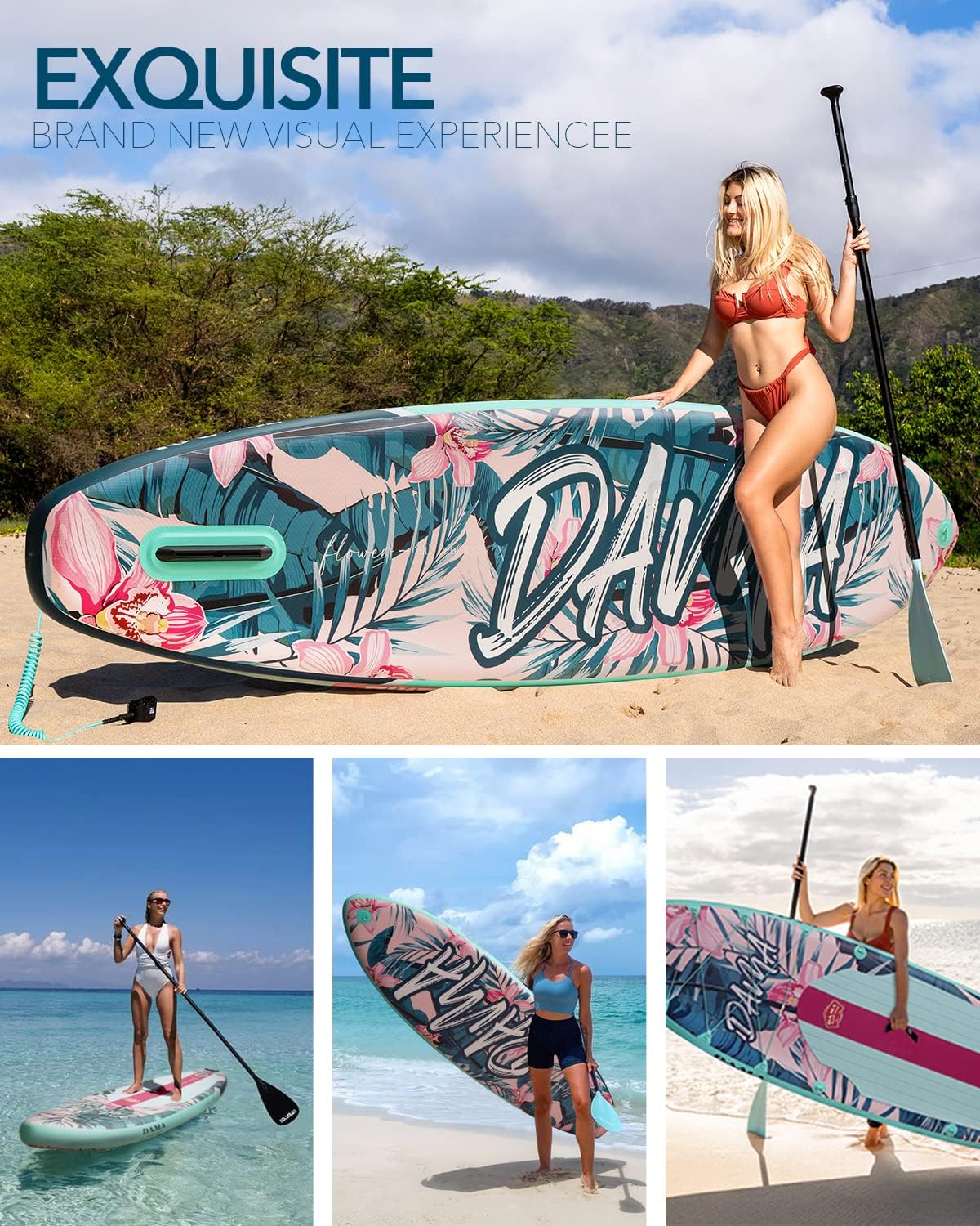 DAMA Inflatable Stand Up Paddle Boards for Adults w/Sup Board Accessories Hand Pump 4pcs Kayak Floating Paddle | Wide Stance