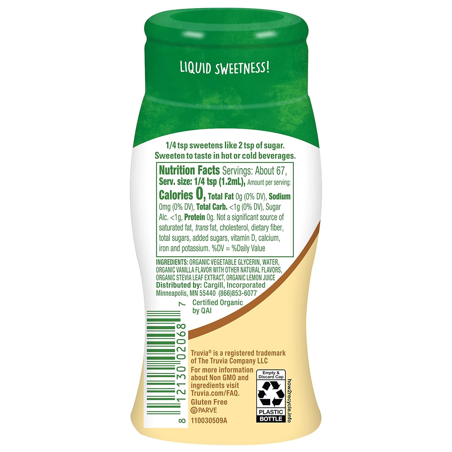 Truvia Organic Zero-Calorie Liquid Stevia Sweetener, 2.7 fluid ounce bottle, Vanilla flavor