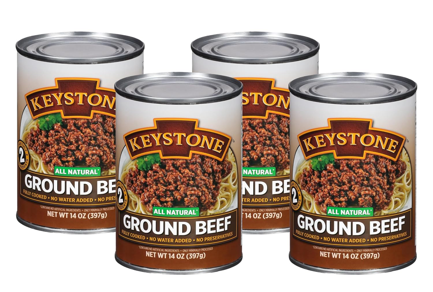 Keystone Meats All Natural Heat and Serve Ground Beef 14 oz – Fully Cooked Canned Meat – Ready to Eat – 5-Year Shelf Life – Pantry Staple for Everyday Meals, Emergency Survival Canned Food – Made in USA – Pack of 3