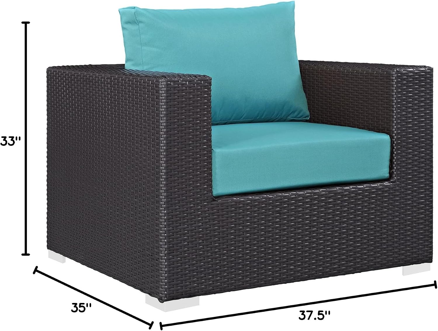Modway Convene Wicker Rattan Outdoor Patio Loveseat in Espresso White