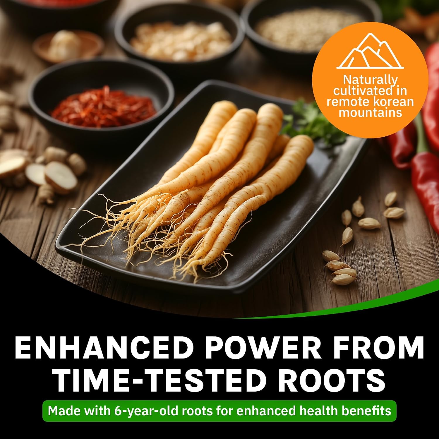 Auragin® Authentic Korean Red Ginseng – Made in Korea – 6 Year Roots – No Additives or Other Ingredients – 100% Red Panax Ginseng in Every