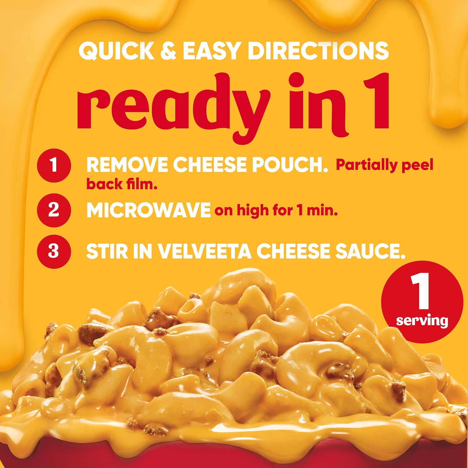 Velveeta Microwave Meal, Cheesy Bowls Ultimate Cheeseburger Mac, 9 oz Tray