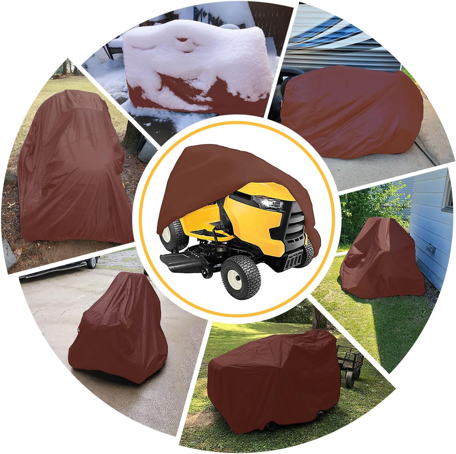 Riding Lawn Mower Cover 600D Lawnmower Covers Waterproof, up to 54" Decks | Universal Outdoor Lawn Tractor Cover Tarp All Weather Ride on Mower Covers, Heavy Duty 600D, Elastic Cord & Storage Bag