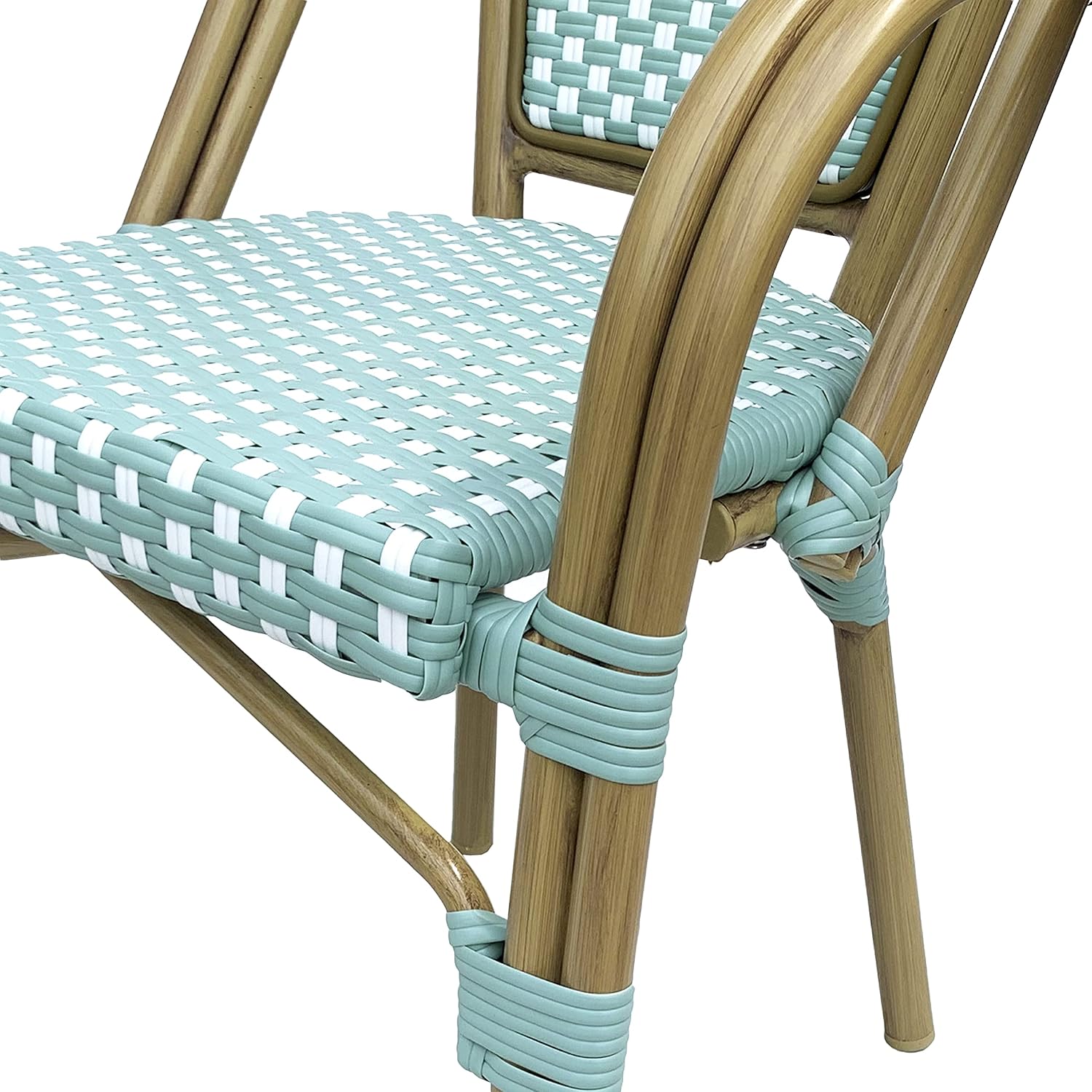 Christopher Knight Home Anastasia Outdoor French Bistro Chair (Set of 2), Black + White + Bamboo Print Finish
