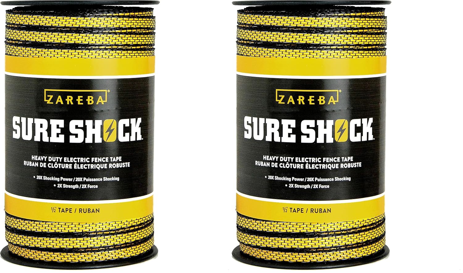 Zareba Heavy-Duty Sure Shock Polytape - 656 foot x 1/2 inch - HDT656YH-Z - Heavy-Duty Polyatpe for Electric Fence - PVC Coated, Highly Visible Electric Fencing Wire