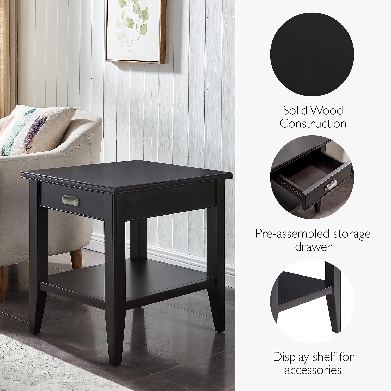 Leick Home Shield Wedge End Table, 21", Glazed Auburn