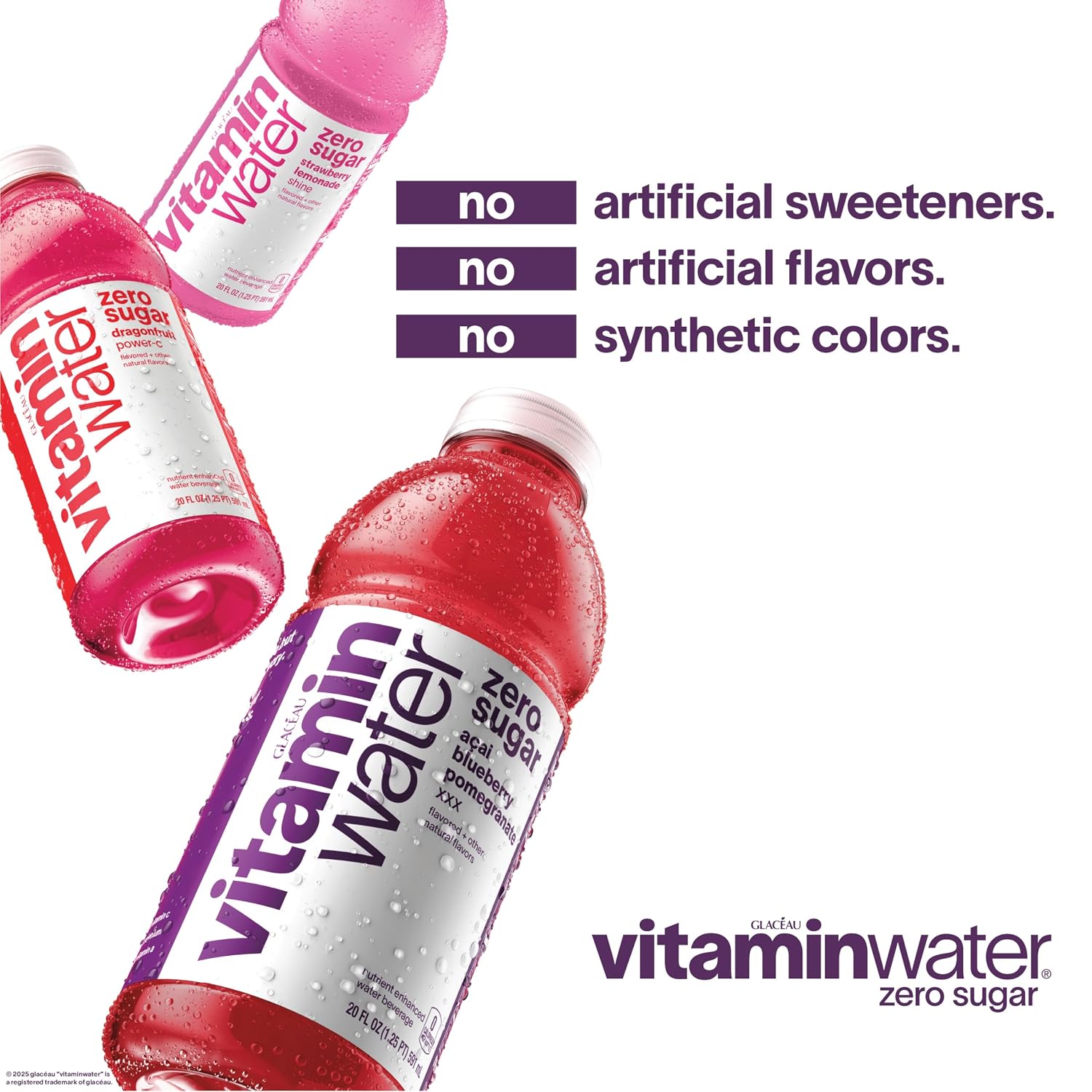 vitaminwater Squeezed Lemonade Zero Sugar, Flavored Water Beverage Bottles, 20 fl oz, 12 Pack