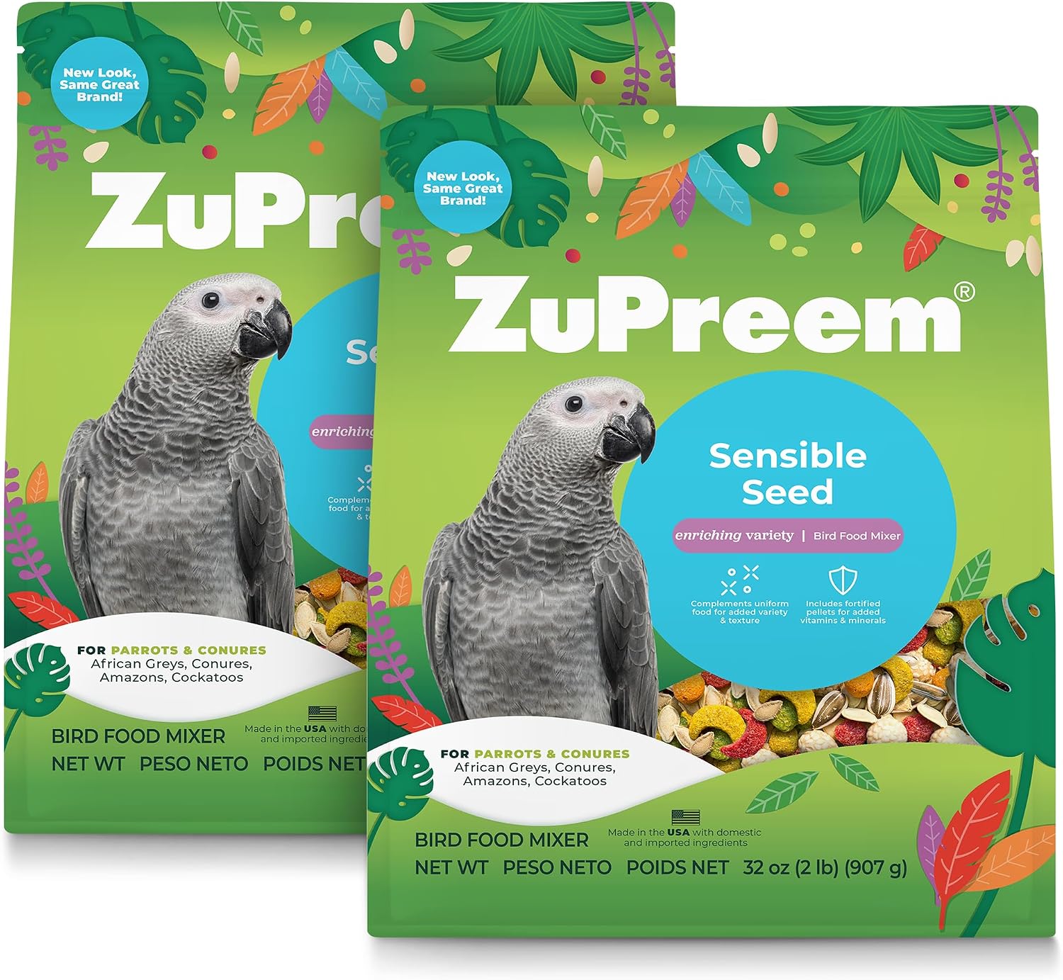 ZuPreem Sensible Seed Parakeet & Budgie Food, Variety Mixer, Small, 2 lb | Bird Food Mixer, Parrot & Parakeet Food, Budgie, Treats, Pellet Mix, Pumpkin Seeds, Safflower, Variety, Made in USA