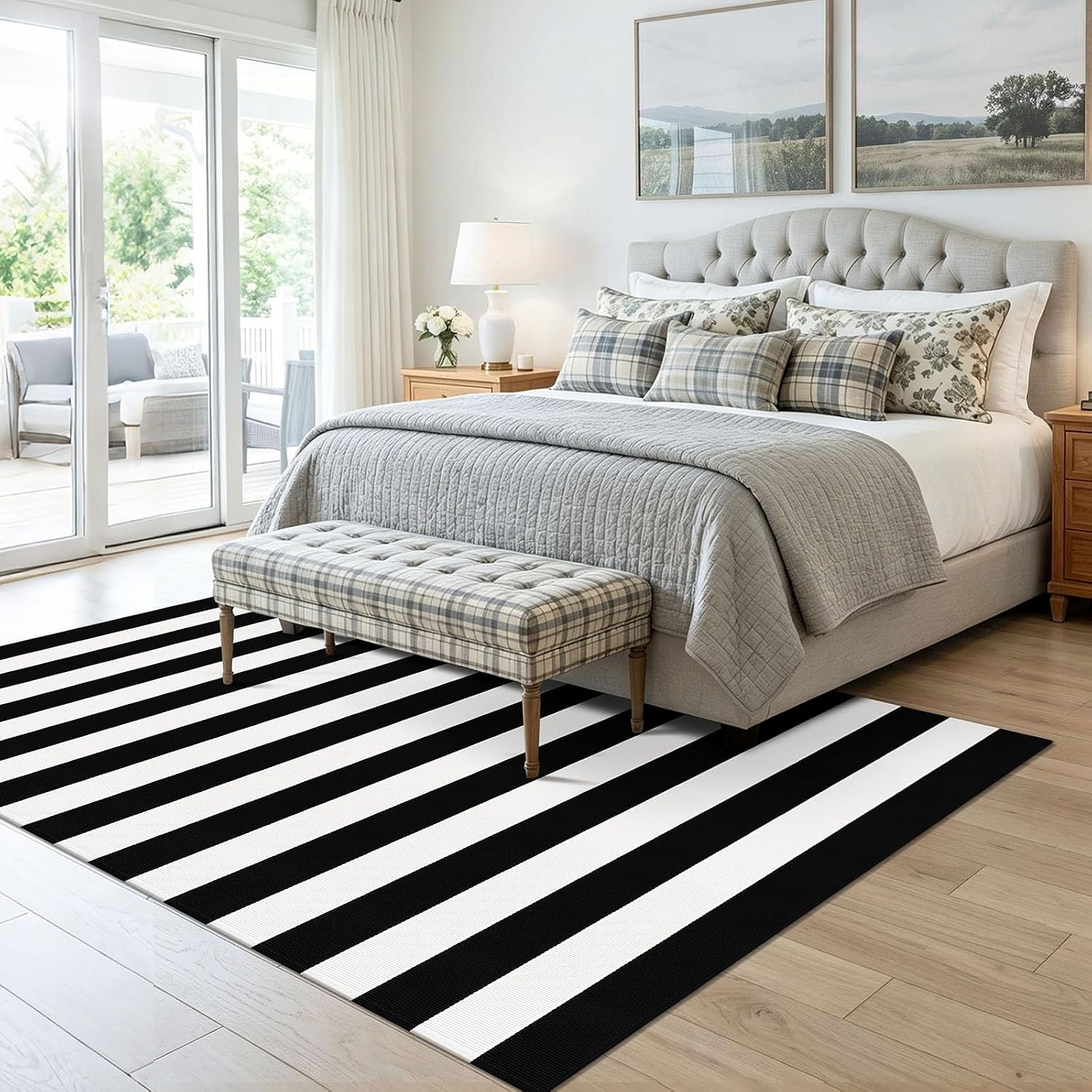 KOZYFLY Black and White Area Rug 3x5 Ft Washable