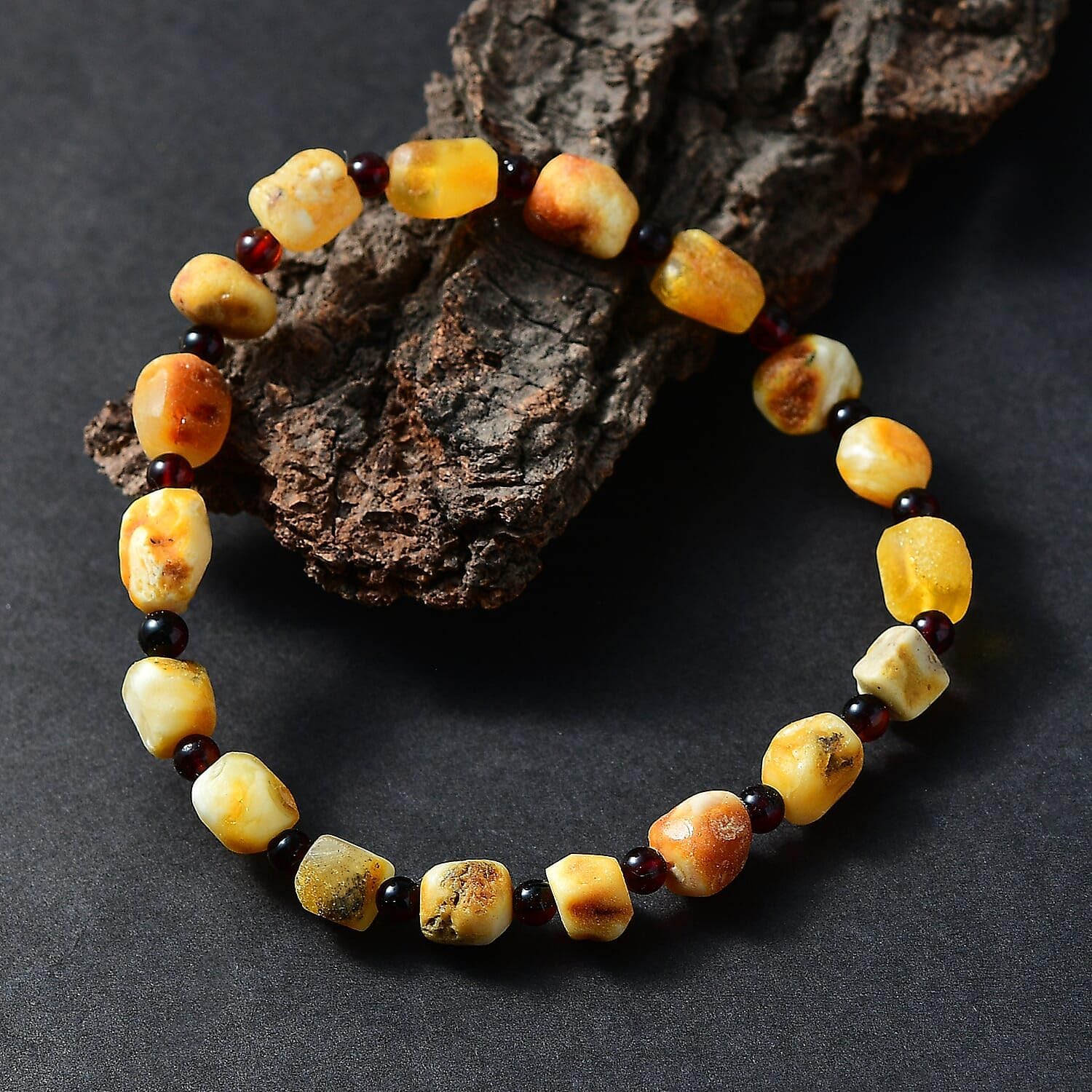 SHOP LC DELIVERING JOY Caramel Amber 30.00 ctw Beaded Stretch Bracelet