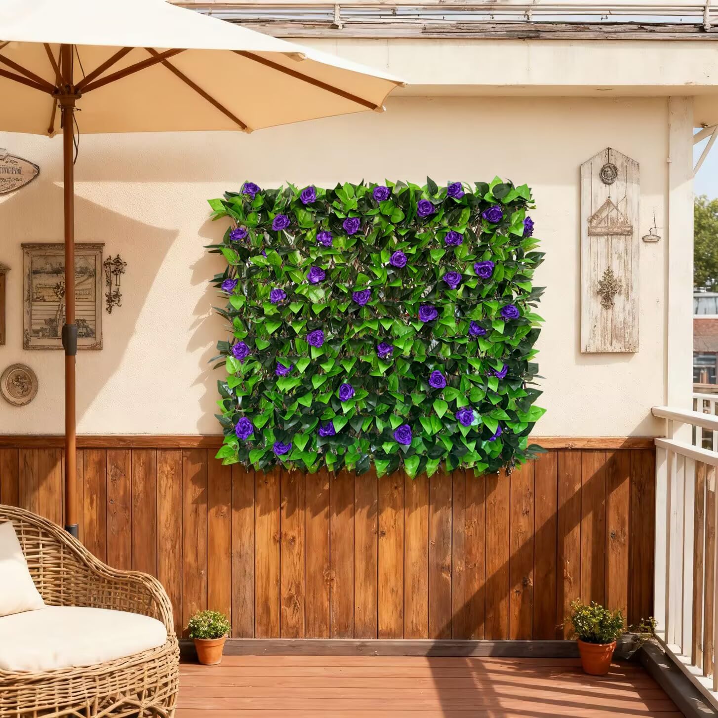 Expandable Fence Privacy Screen for Balcony Patio Outdoor,Decorative Faux Ivy Fencing Panel,Artificial Hedges (Single Sided Leaves)……