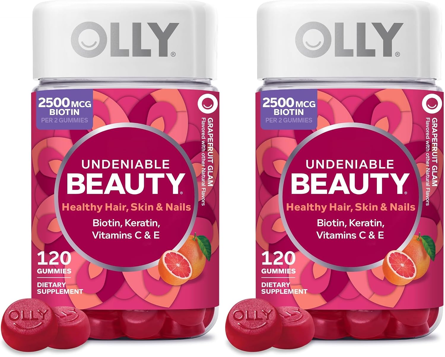 OLLY Hair Skin and Nails Gummies, Undeniable Beauty, Biotin - 60 Count