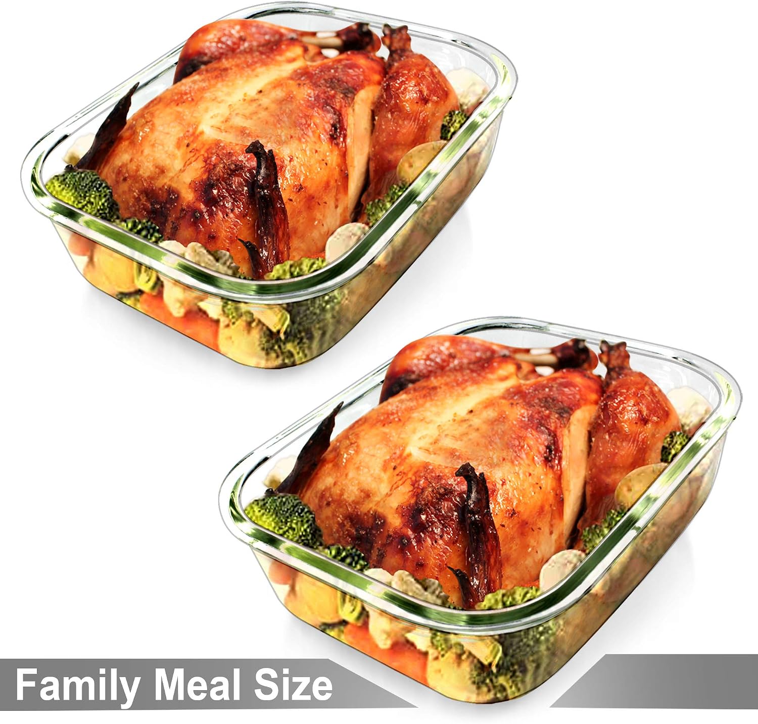 Glass Food Storage Containers Set, Large Size Containers with Lids, BPA-free Locking lids, 100% Leak Proof Glass Meal Prep Containers