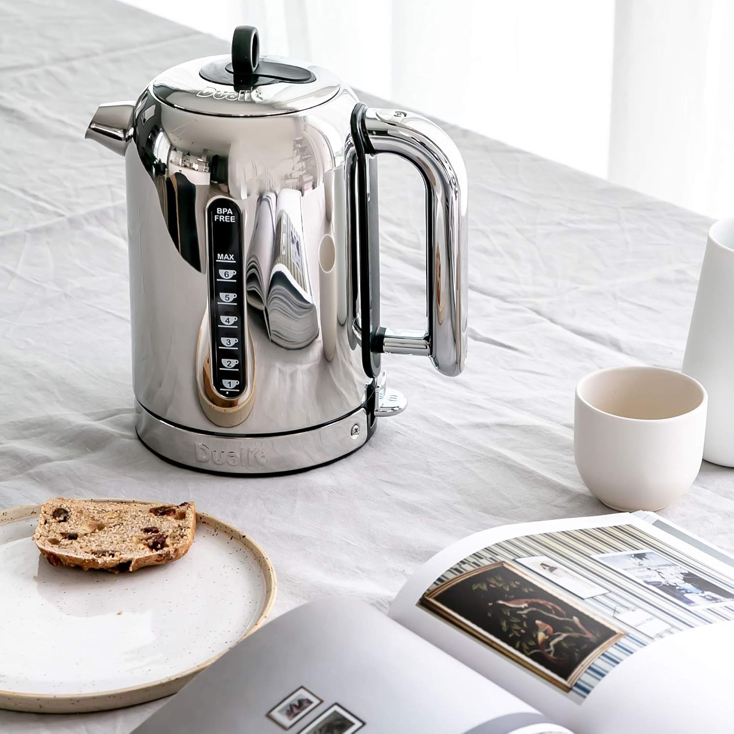 Dualit Classic Kettle - Polished Stainless Steel with Black trim- Quiet boiling kettle - 90 Second Boil Time - 1.7L Capacity, 1.5kW