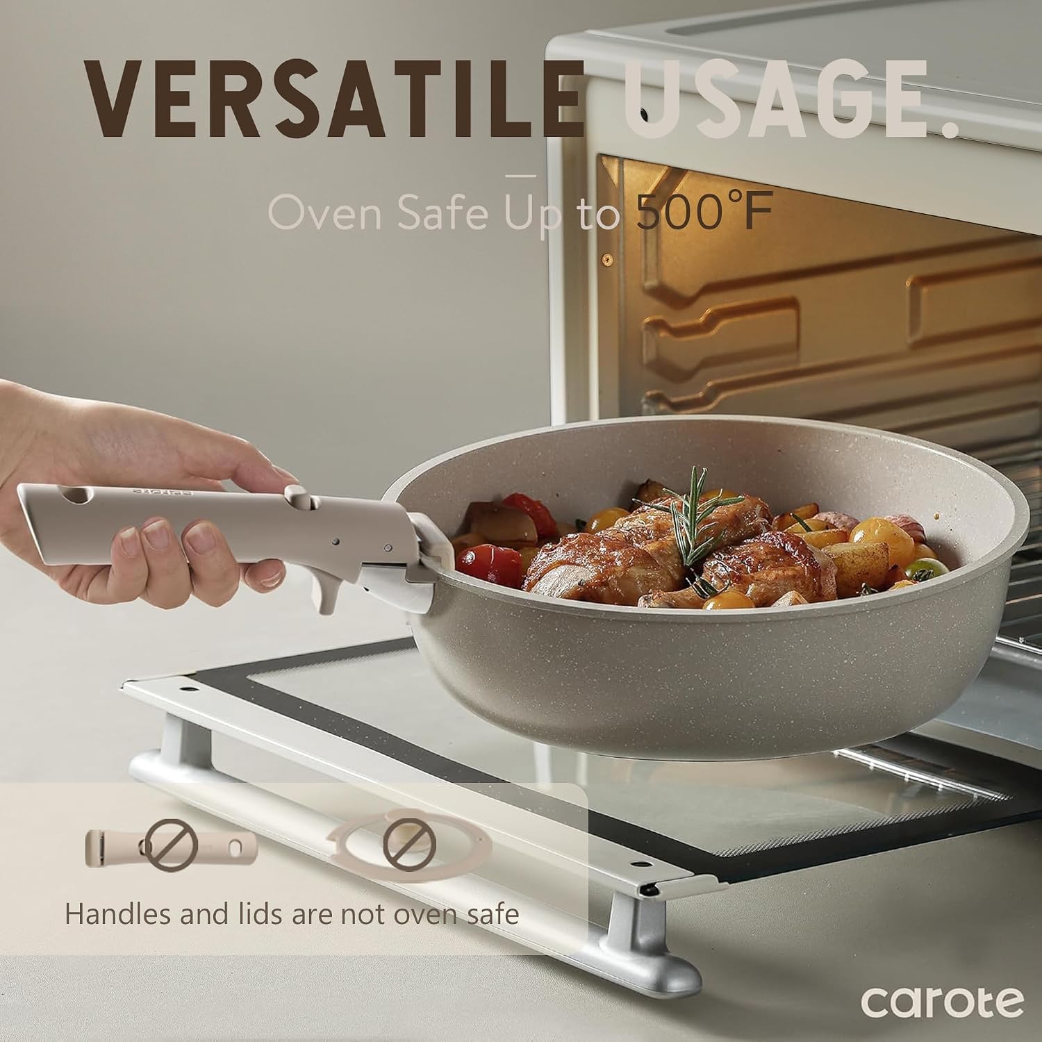 CAROTE 19pcs Pots and Pans Set Non Stick, Detachable Handle Cookware Sets | Ultra Nonstick, Space Saving, Dishwasher & Oven Safe