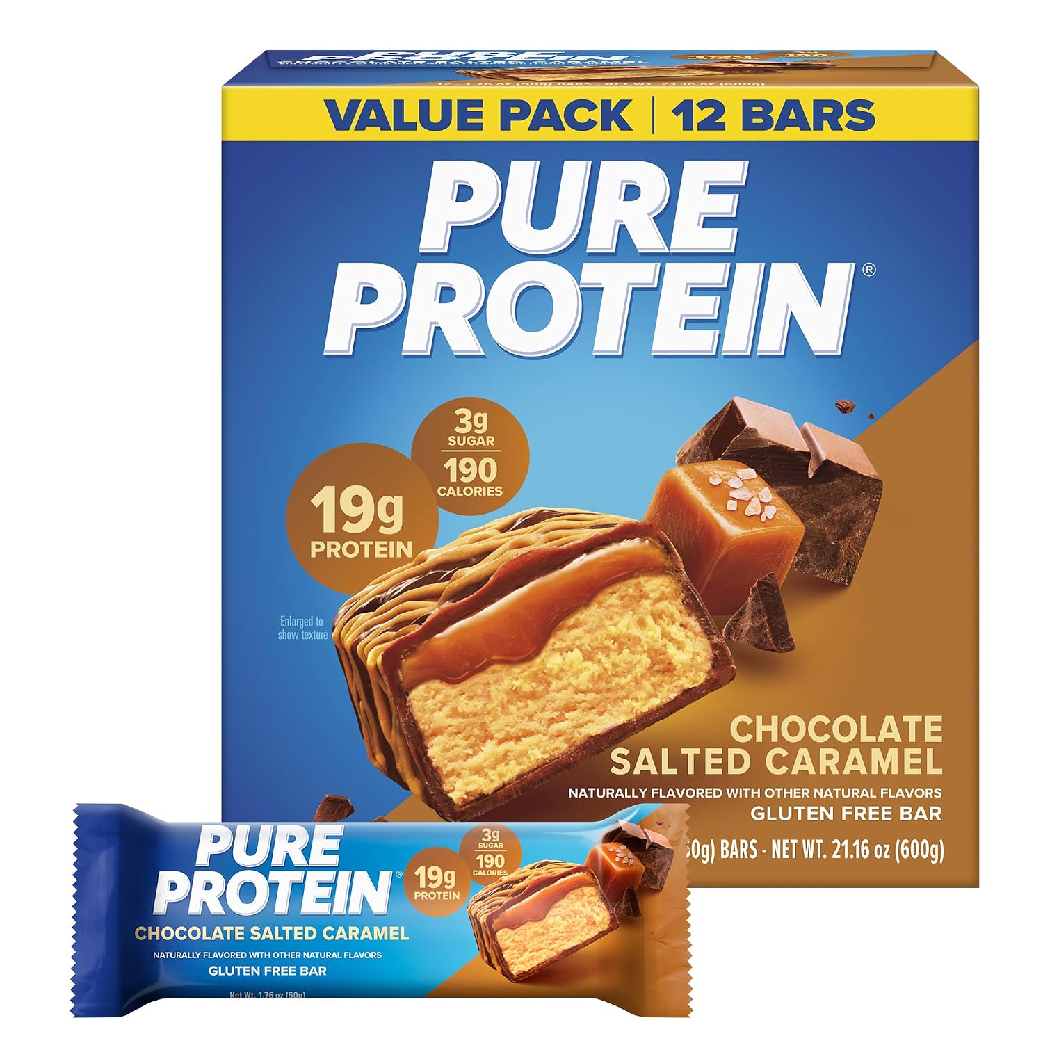 Pure Protein Chocolate Deluxe Protein Bars, 21g Protein, Gluten Free, 12 Ct