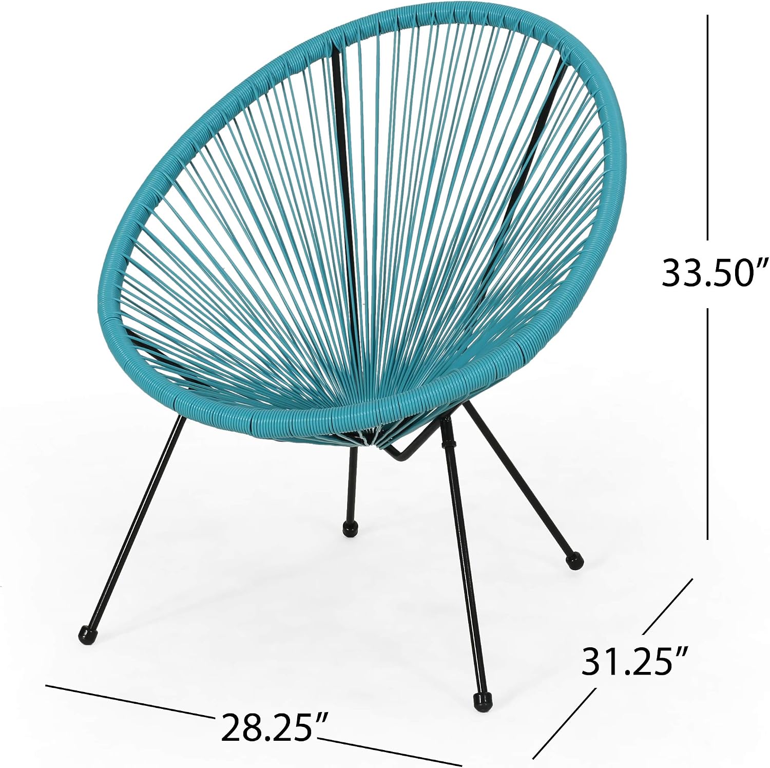 GDFStudio Noble House Anson Outdoor Hammock Weave Chair in Teal and Black (Set of 2)