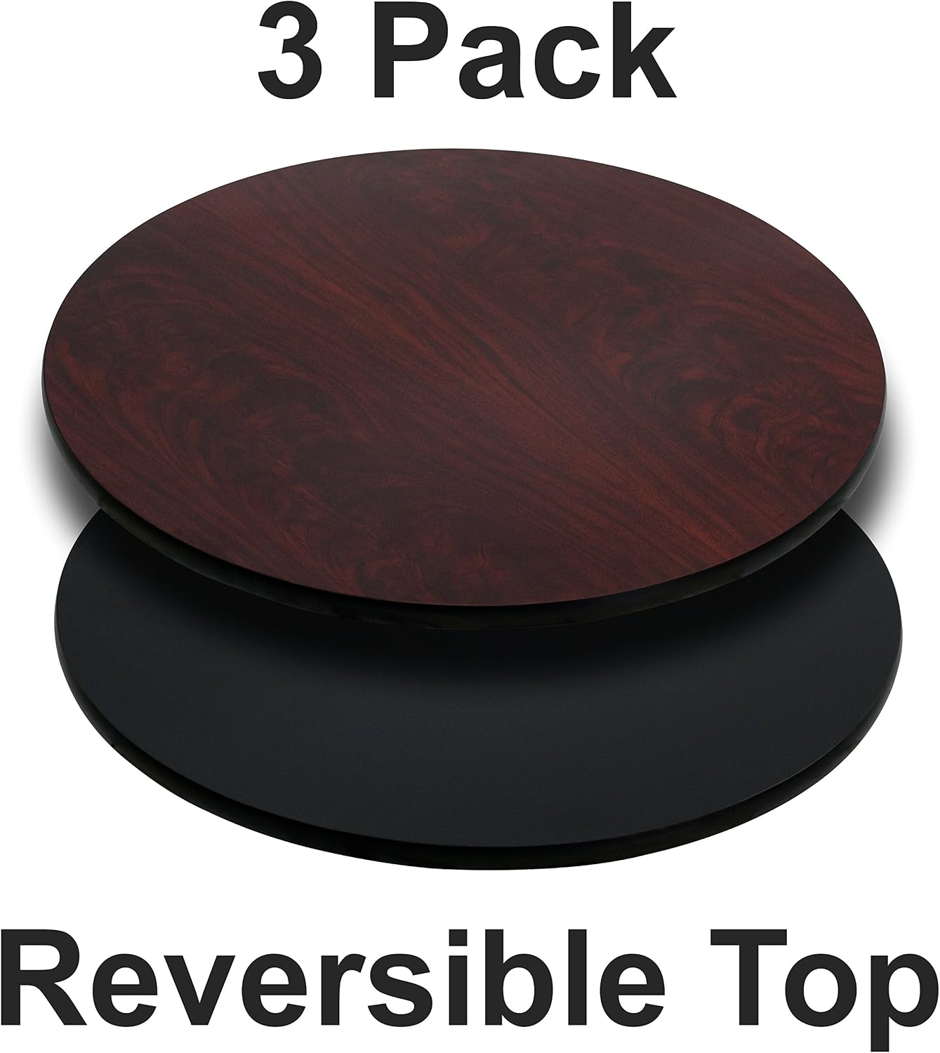 Flash Furniture 24" Round Reversible Table Top, Black/Mahogany | Reversible Laminate Top, Durable Construction, Commercial Use
