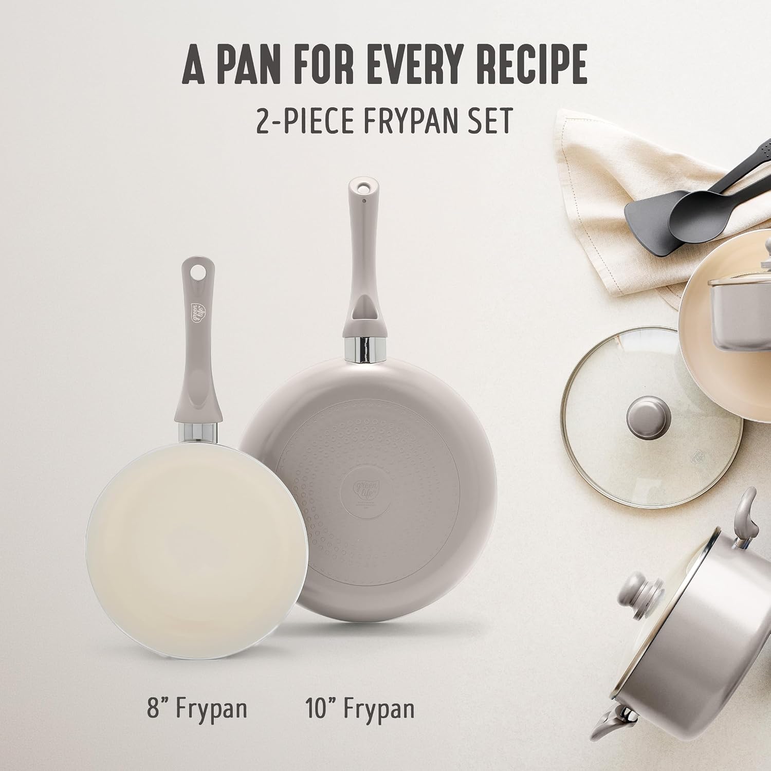 GreenLife 2 Piece (7” & 10”) Ceramic Nonstick Frying Pan Set, Turquoise | PFAS-Free Nonstick Coating, Family Skillet Set, Egg Pan, Omelet Pan, Stay-Cool Handles, Dishwasher & Oven Safe up to 350F